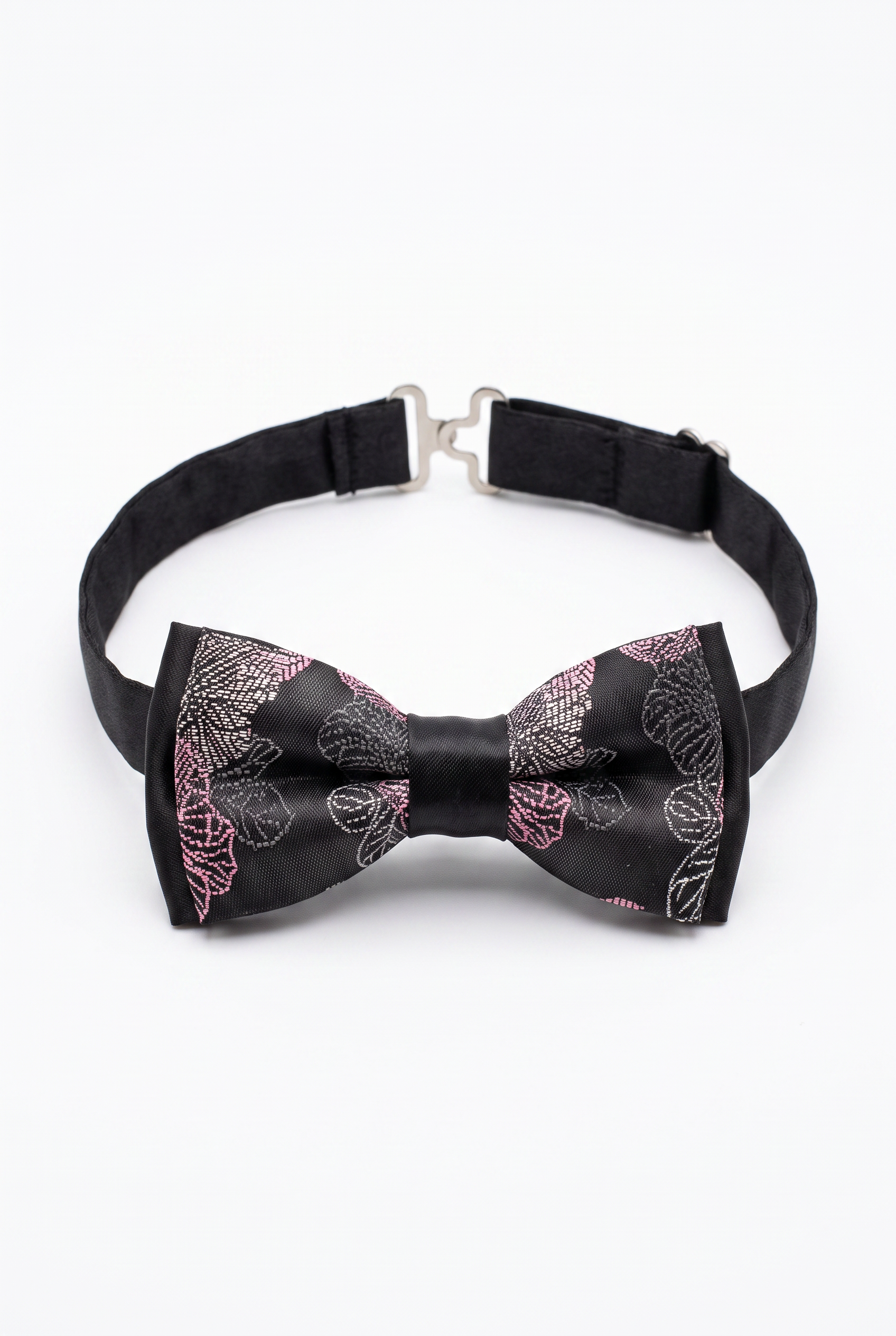 Kids Bow Tie – Adjustable Pre-Tied Bow Tie for Boys - Black Floral Picture