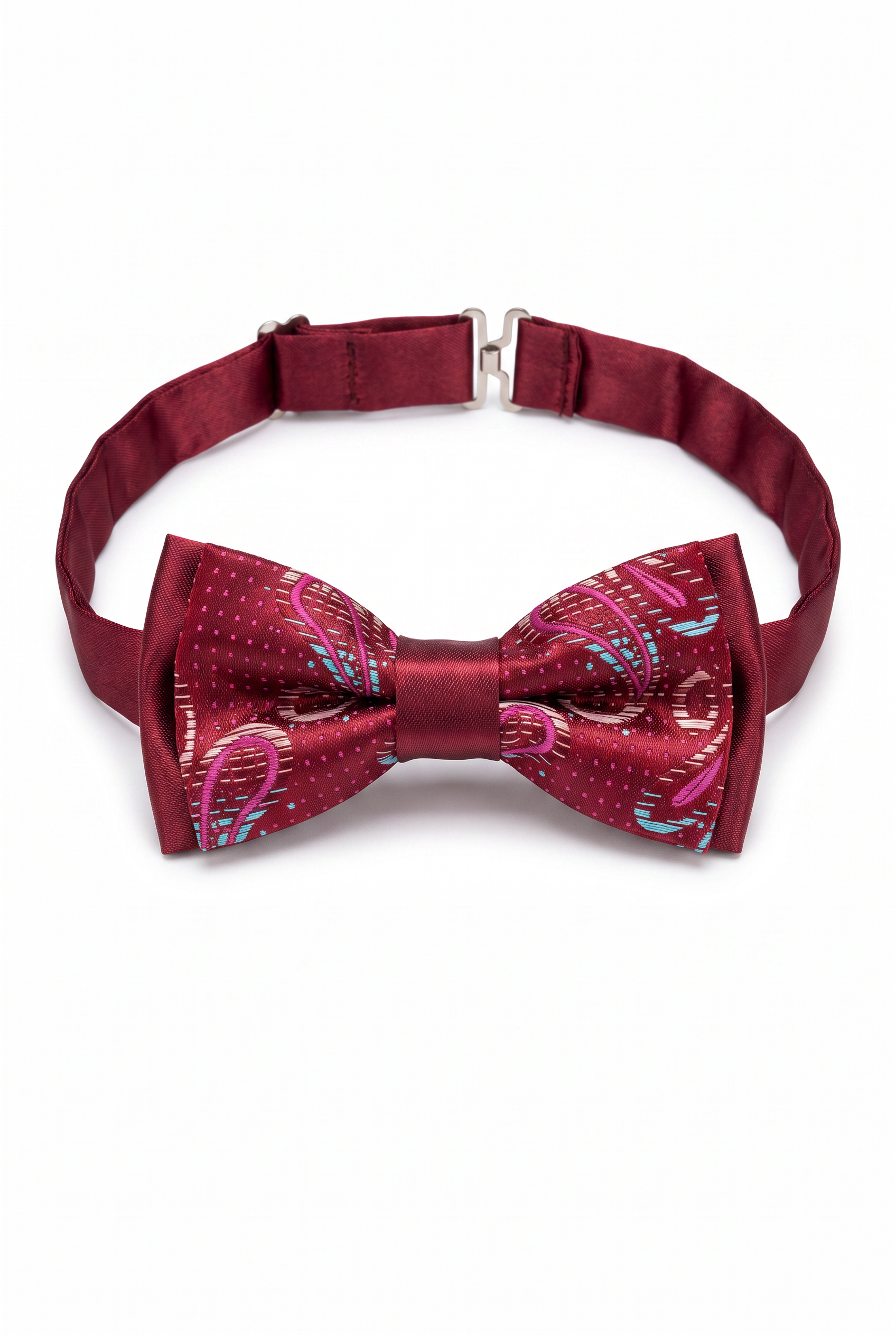 Kids Bow Tie – Adjustable Pre-Tied Bow Tie for Boys - Burgundy Wine pICTURE