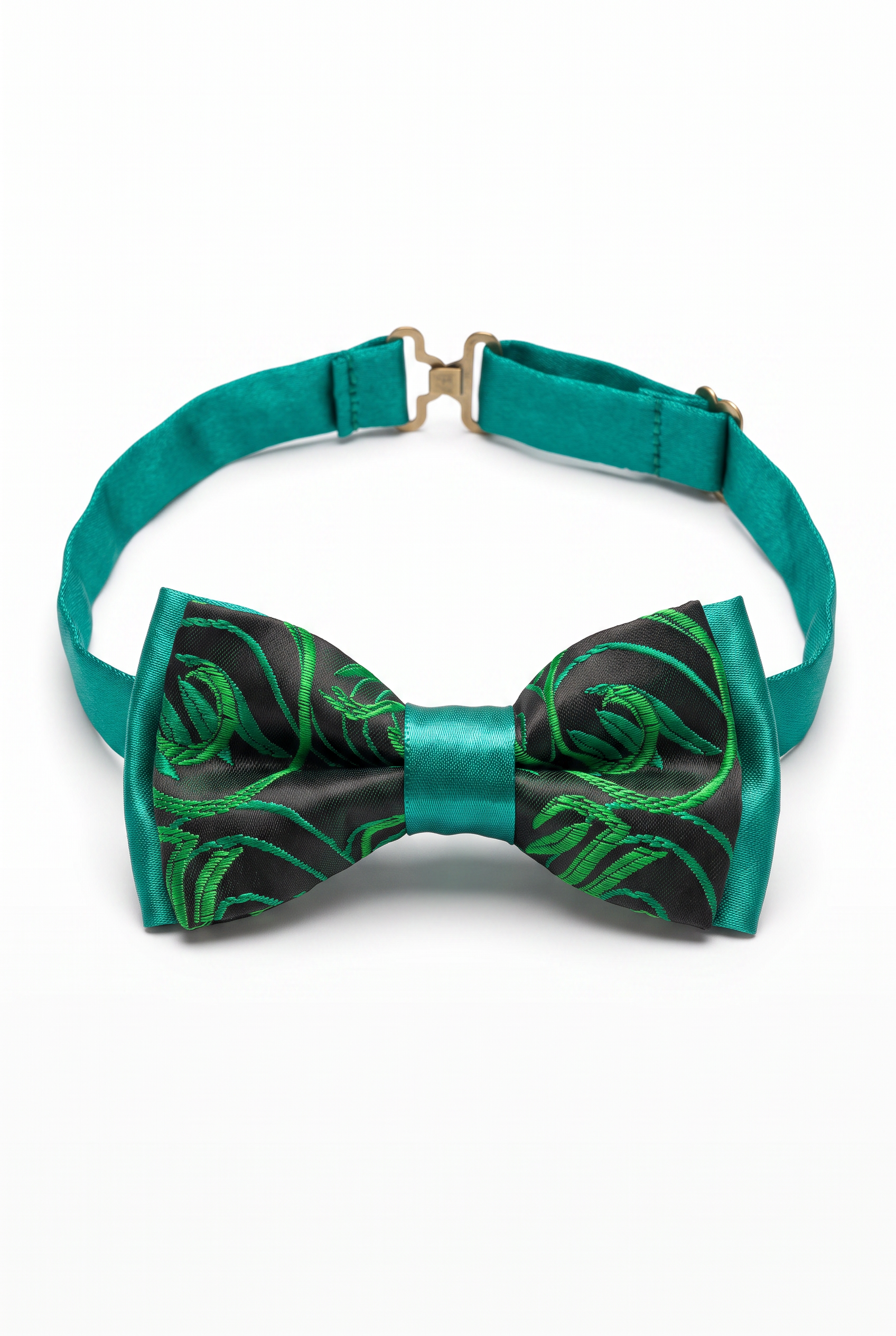 Kids Bow Tie – Adjustable Pre-Tied Bow Tie for Boys - Green and Black Image