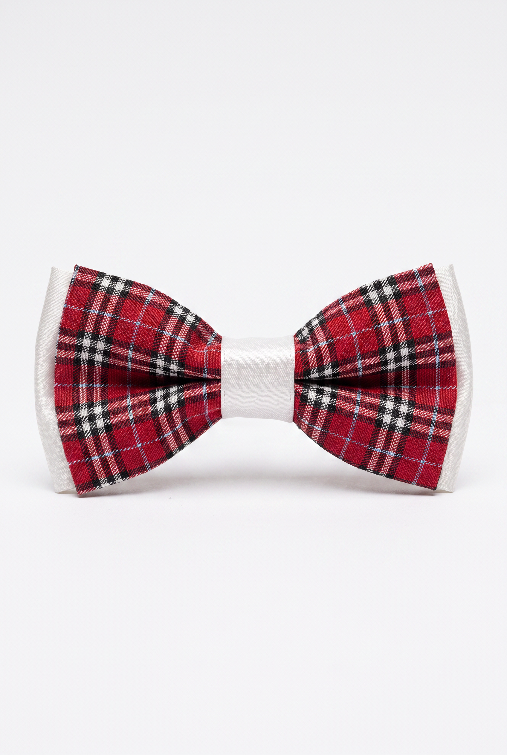Kids Bow Tie – Adjustable Pre-Tied Bow Tie for Boys - Red Checked White Strap