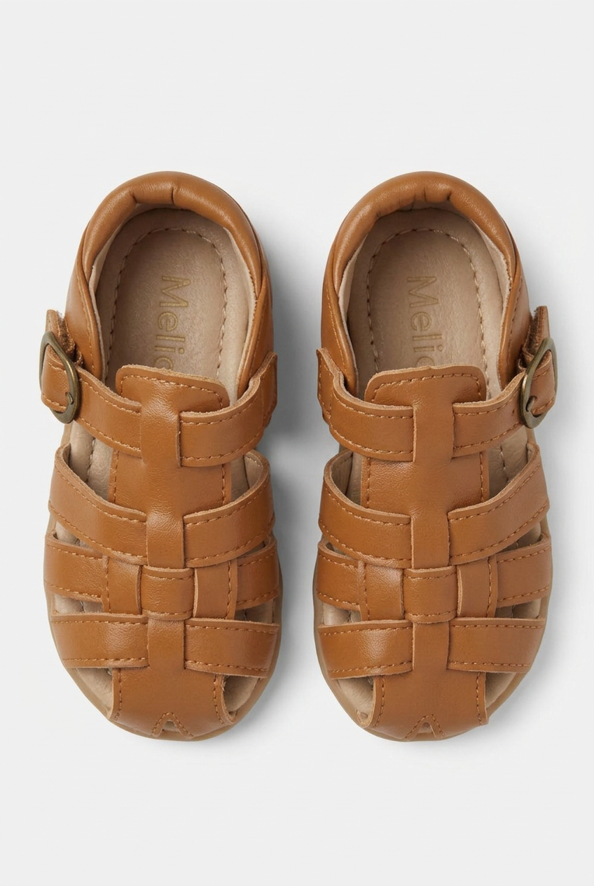 Kinder Leder Fischer Sandalen Hellbraun Braun – Kleinkinder Jungen Mädchen Geschlossene Zehen Sommer Schnallenschuhe
