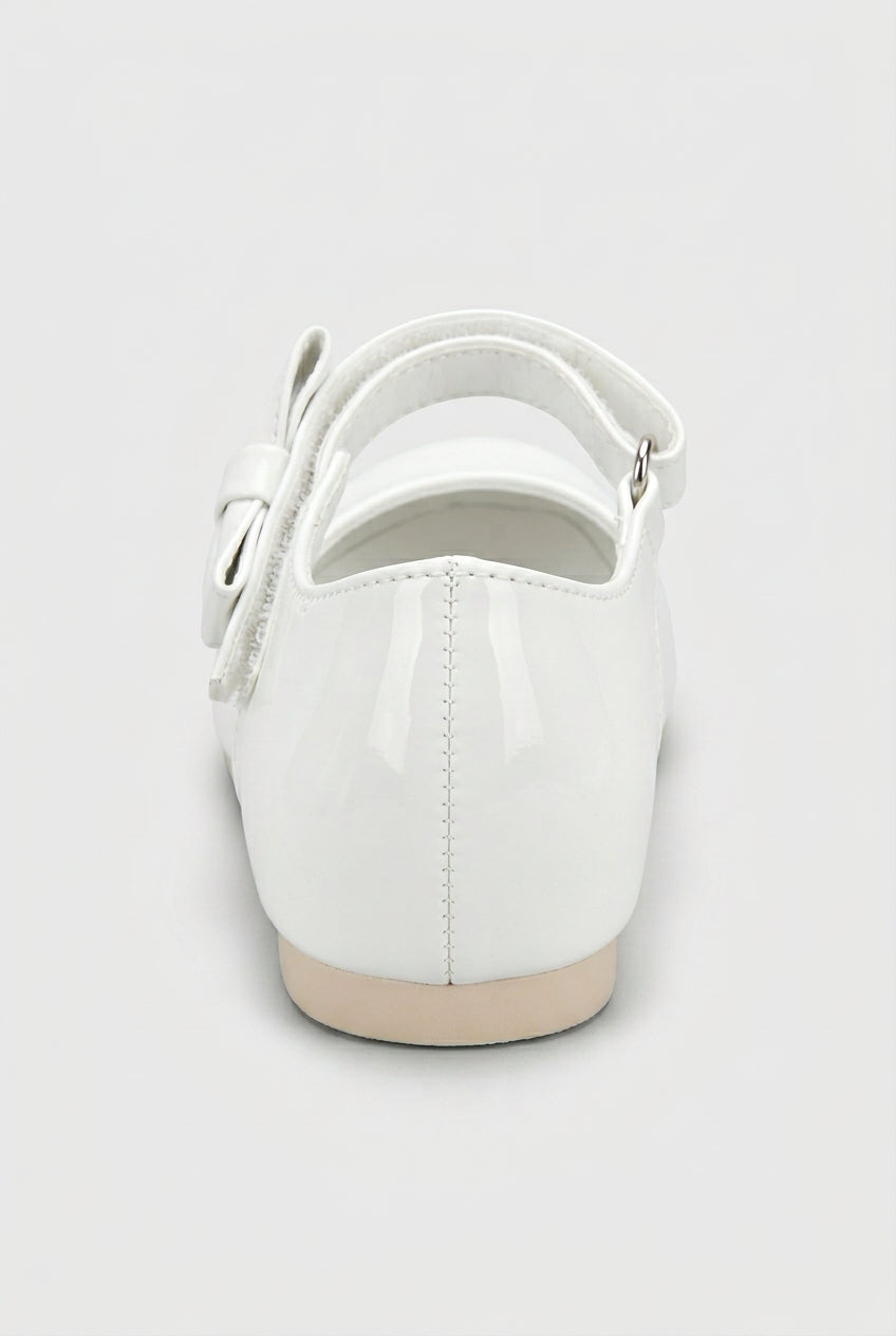 Little Girls Patent Pom Pom Mary Jane Shoes - White Back picture