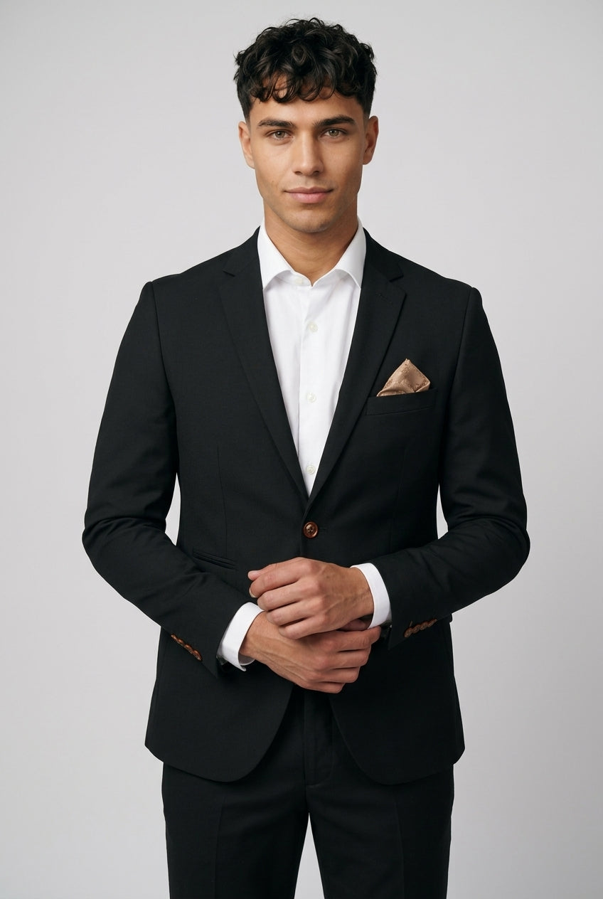 Mayfair Black 2-Piece Prom Suit Model Picture