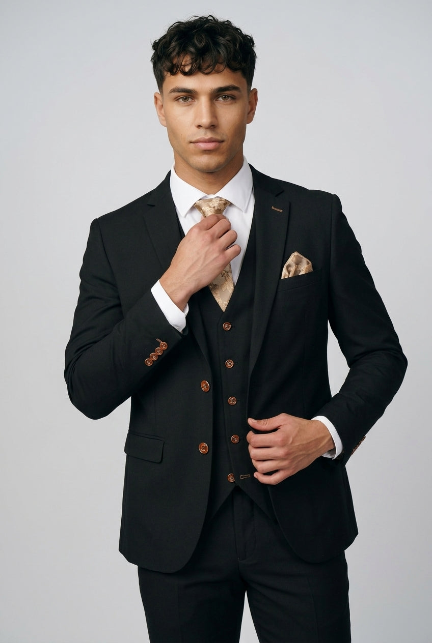 Mayfair Black 3-Piece Prom Suit