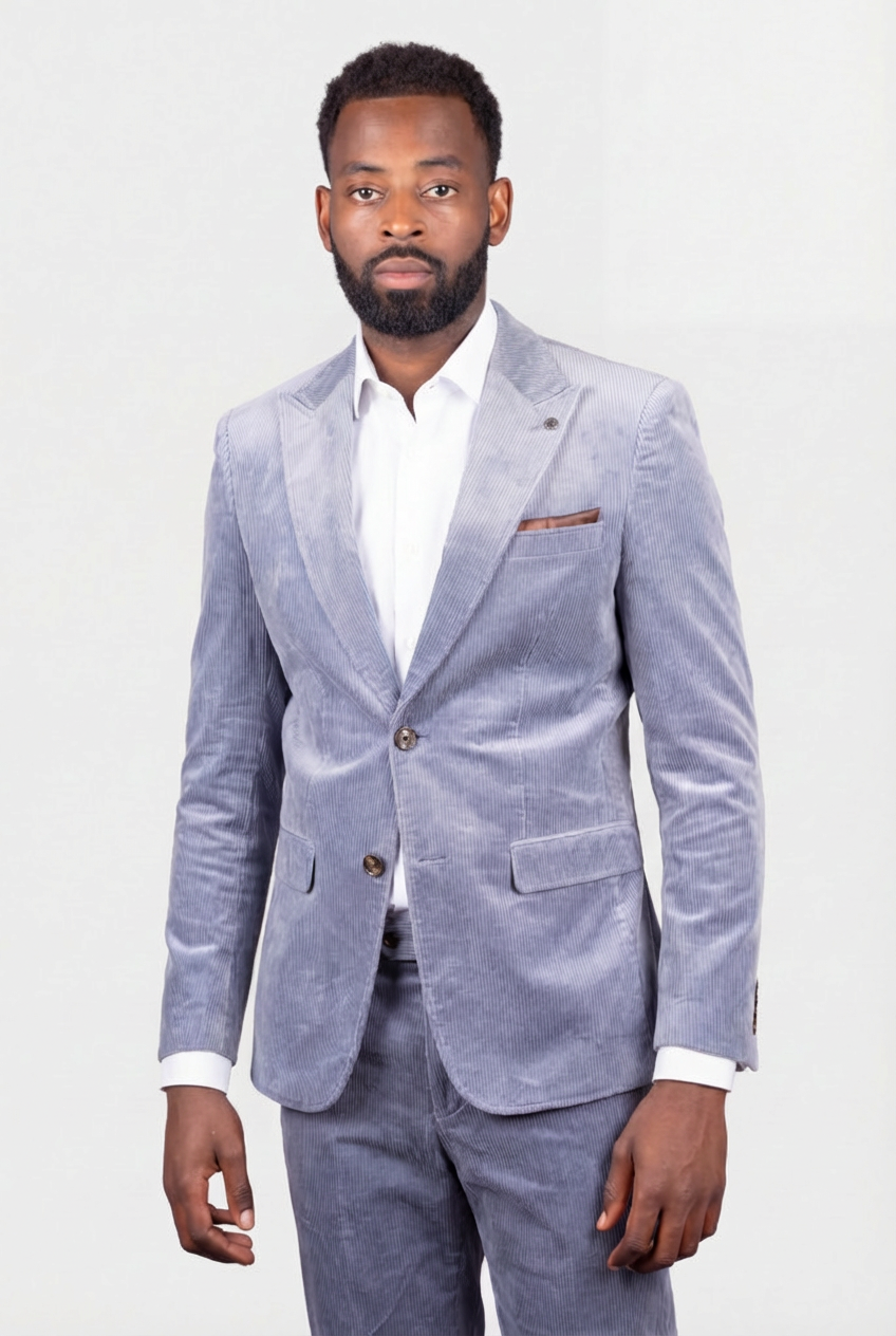 Traje formal de pana de algodón para hombre de 2 piezas - Dawson - Azul