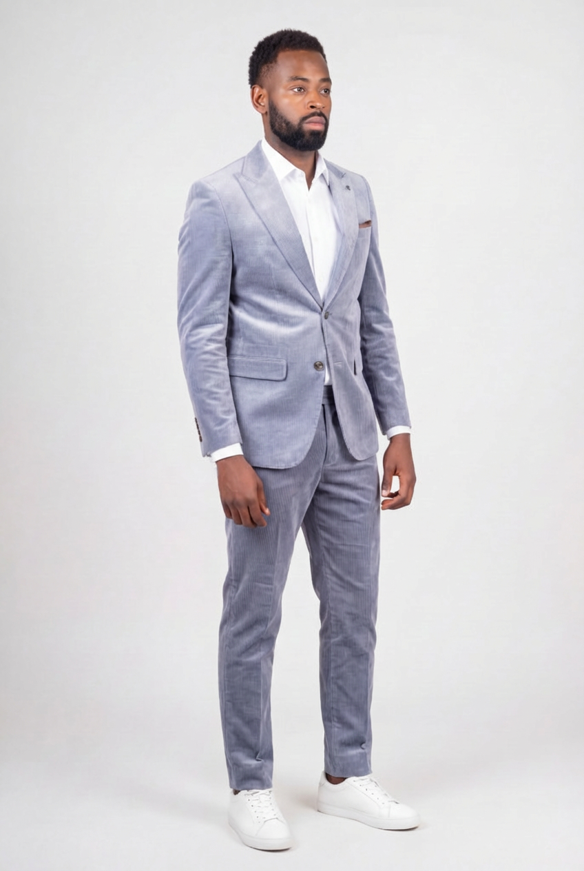 Traje formal de pana de algodón para hombre de 2 piezas - Dawson - Azul