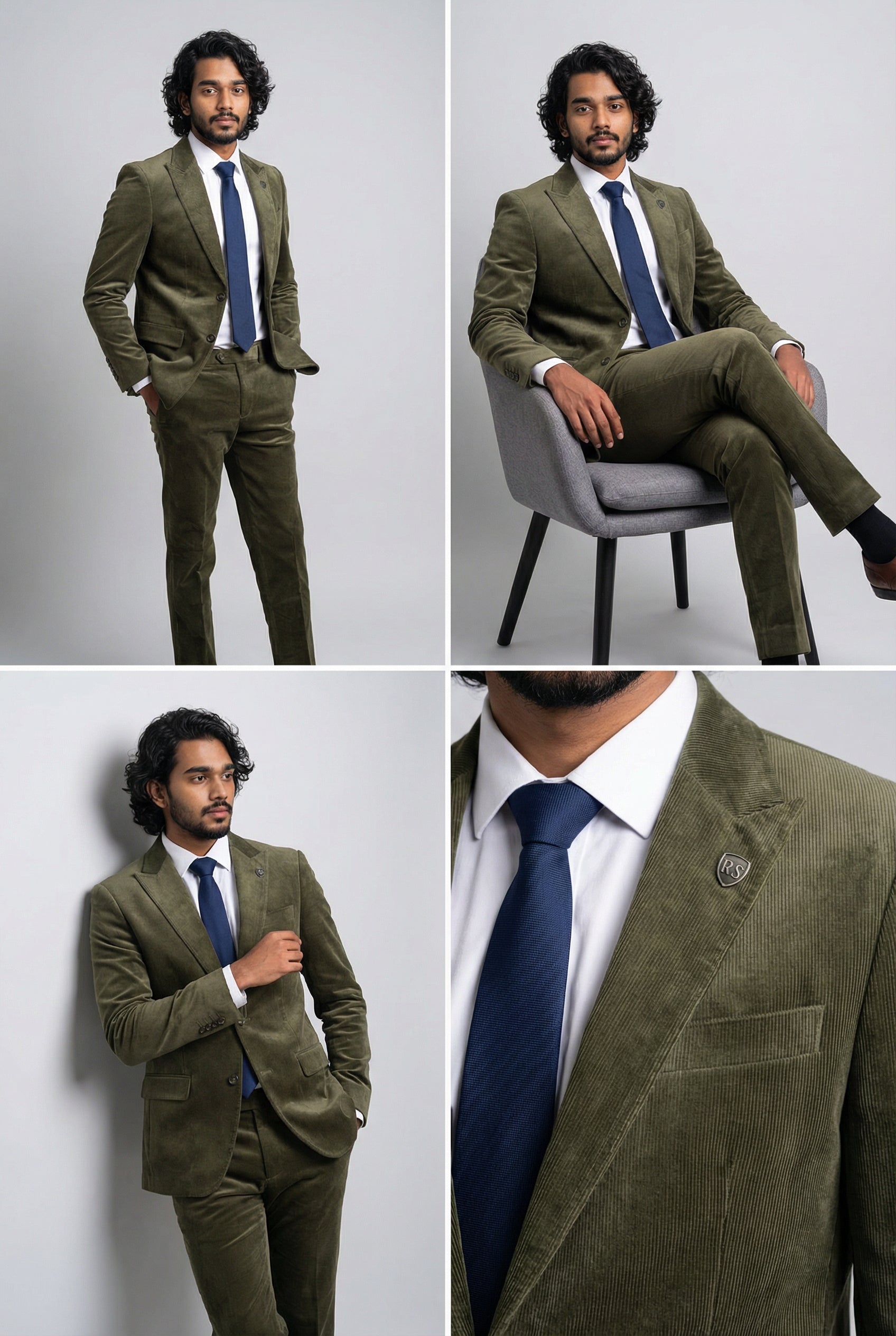 Men’s 2-Piece Cotton Corduroy Formal Suit - Dawson - Green