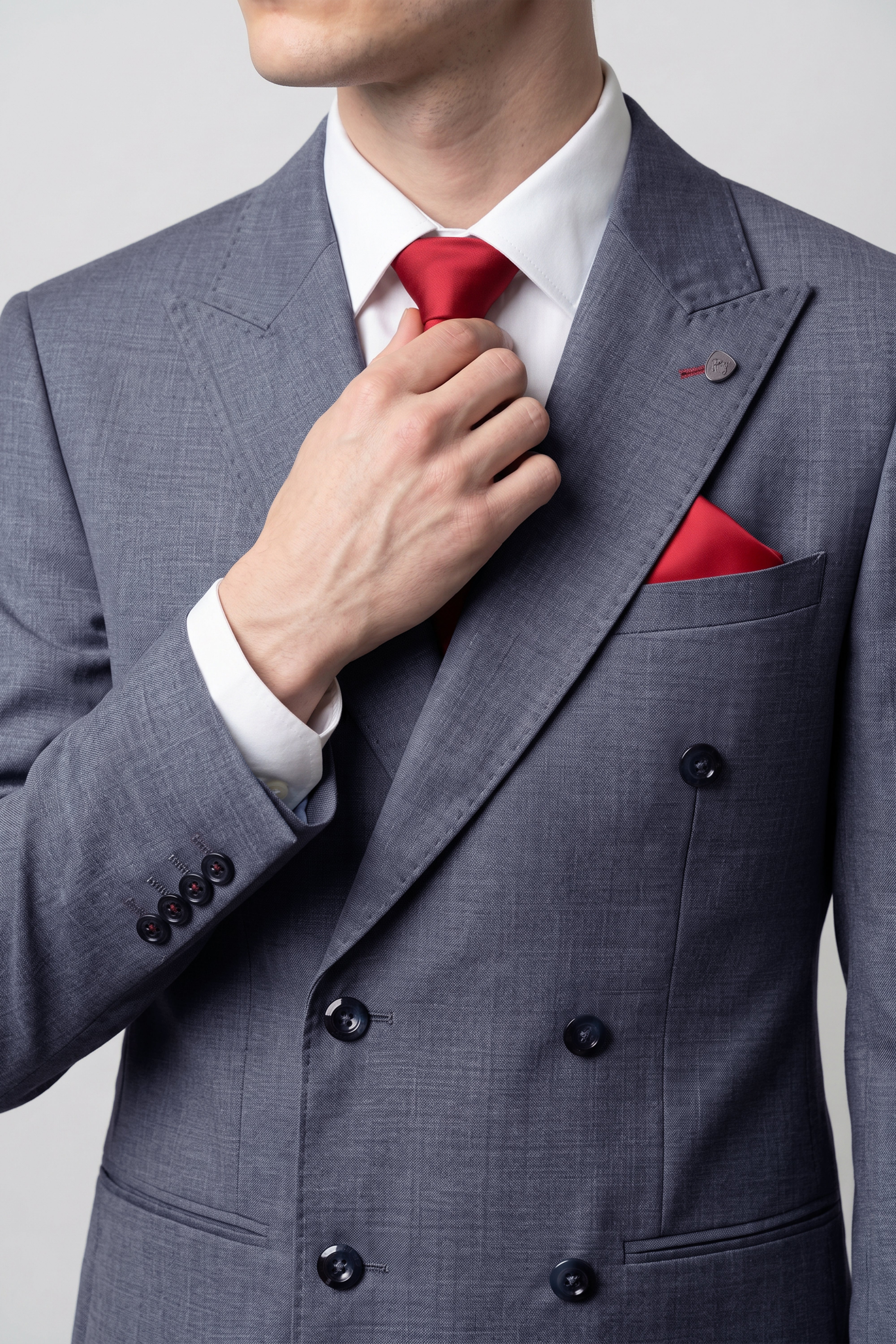 Costume formel pour homme 2 pièces à double boutonnage - Modèle FINN GRIS