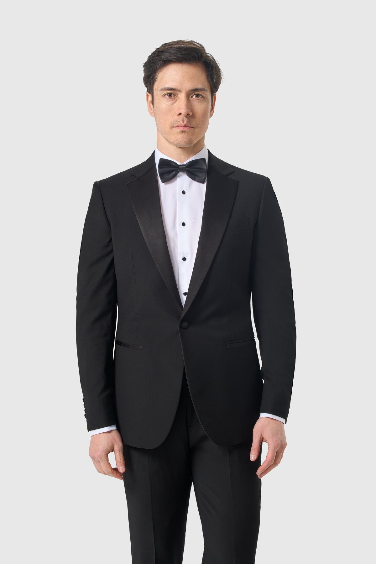 Conjunto de esmoquin de gala Cavani Malibu Negro para hombre, de 2 piezas, con solapa de muesca de satén