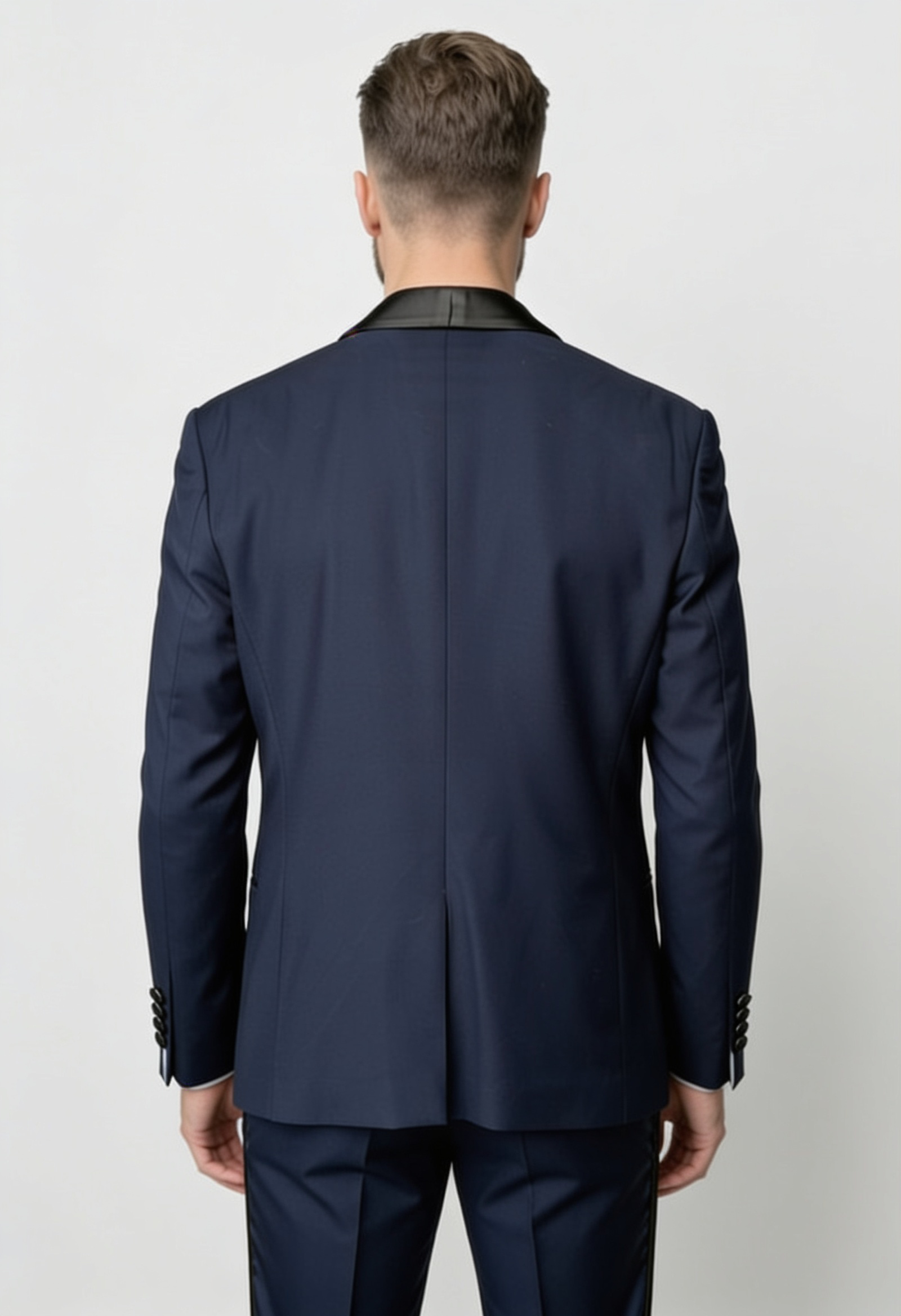 Traje de cena de hombre de 2 piezas con solapa chal - Estilo WILLIAM AZUL MARINO