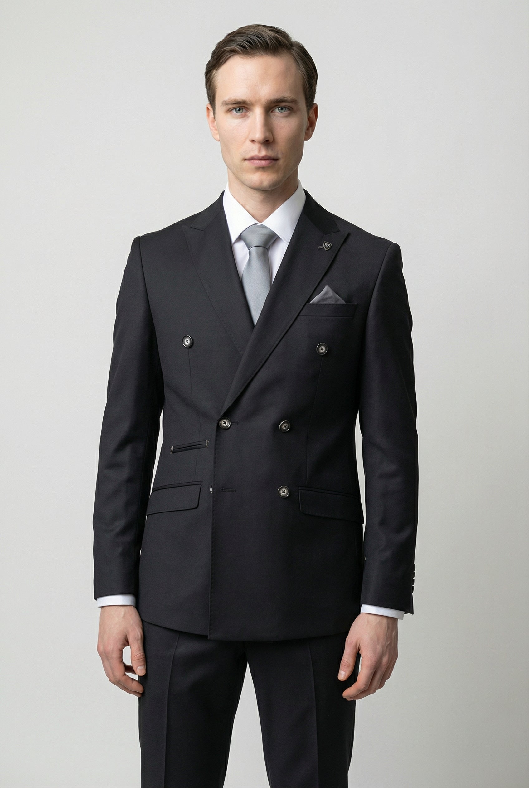 Costume formel pour homme 2 pièces à double boutonnage - CARSON NOIR