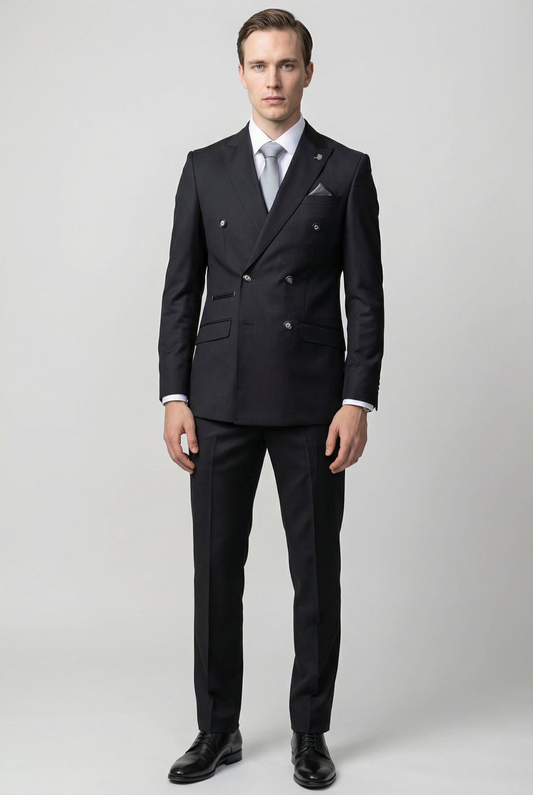 Costume formel pour homme 2 pièces à double boutonnage - CARSON NOIR