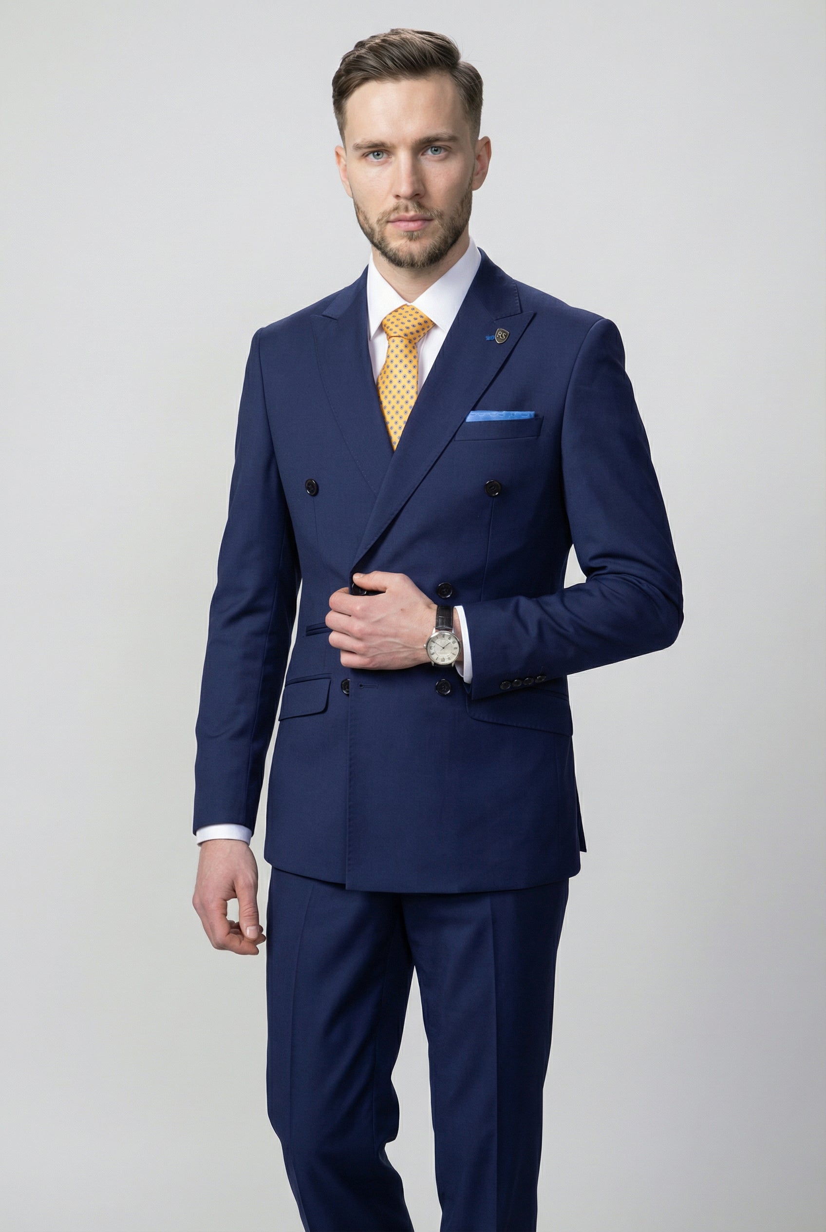 Men’s 2 Piece Slim Fit Double Breasted Suit - JOSE NAVY Main Picture