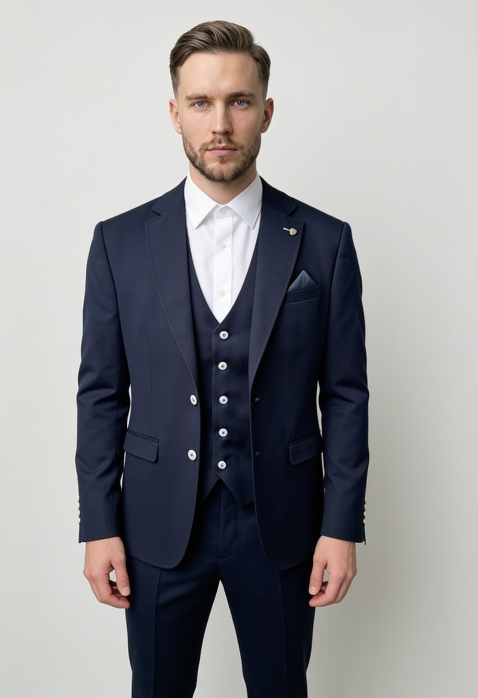 Herren 3-teiliger formeller Anzug - Modell PORTER NAVY BLAU