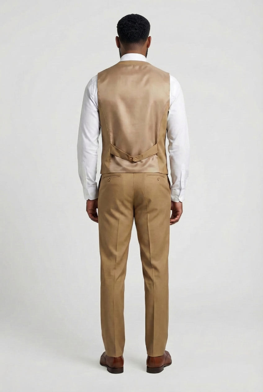 Men’s 3-Piece Formal Suit with Double Breasted Waistcoat - Jason - Mustard