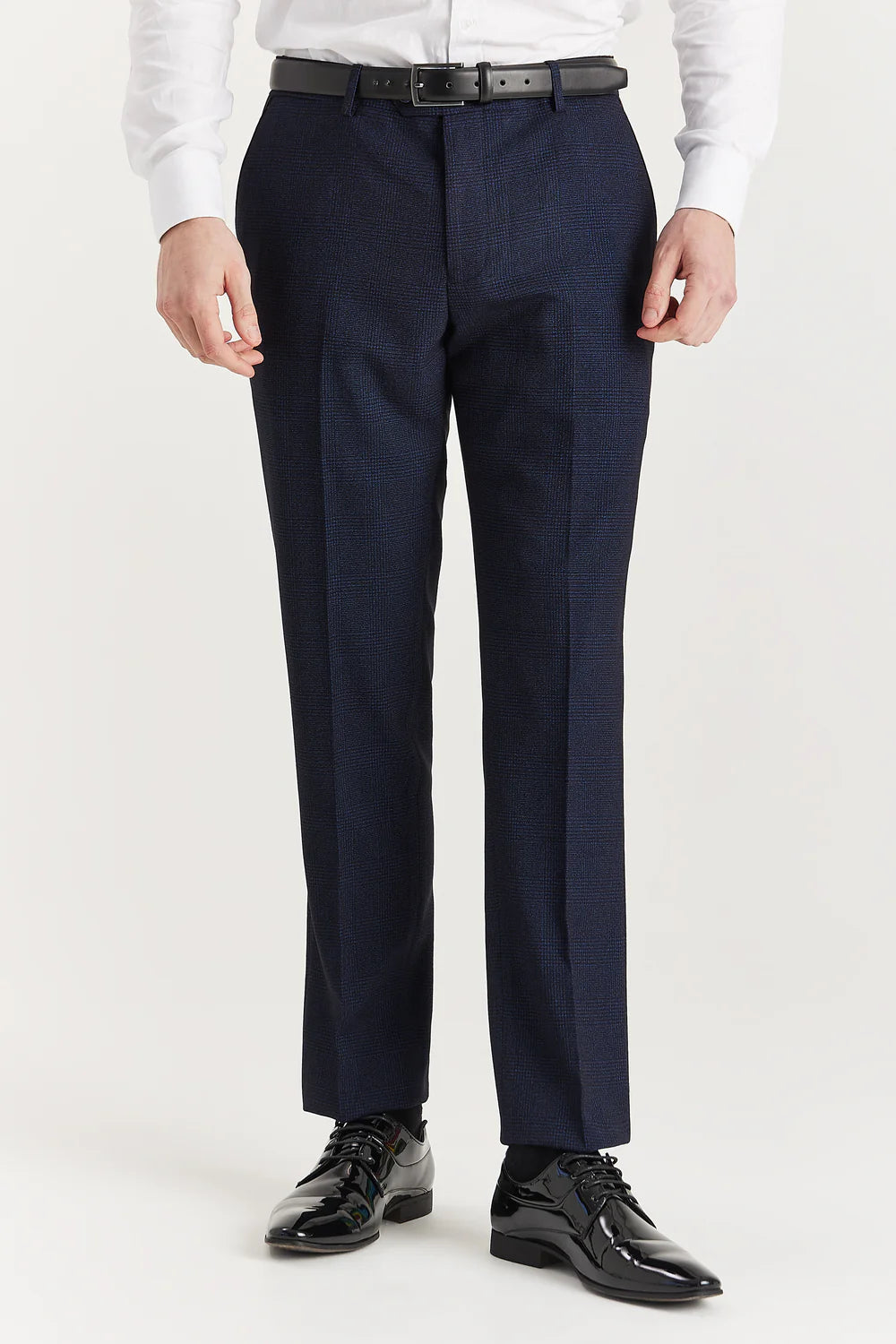 Men’s 3-Piece Glen Check Formal Suit - Regent - Navy Trousers Picture