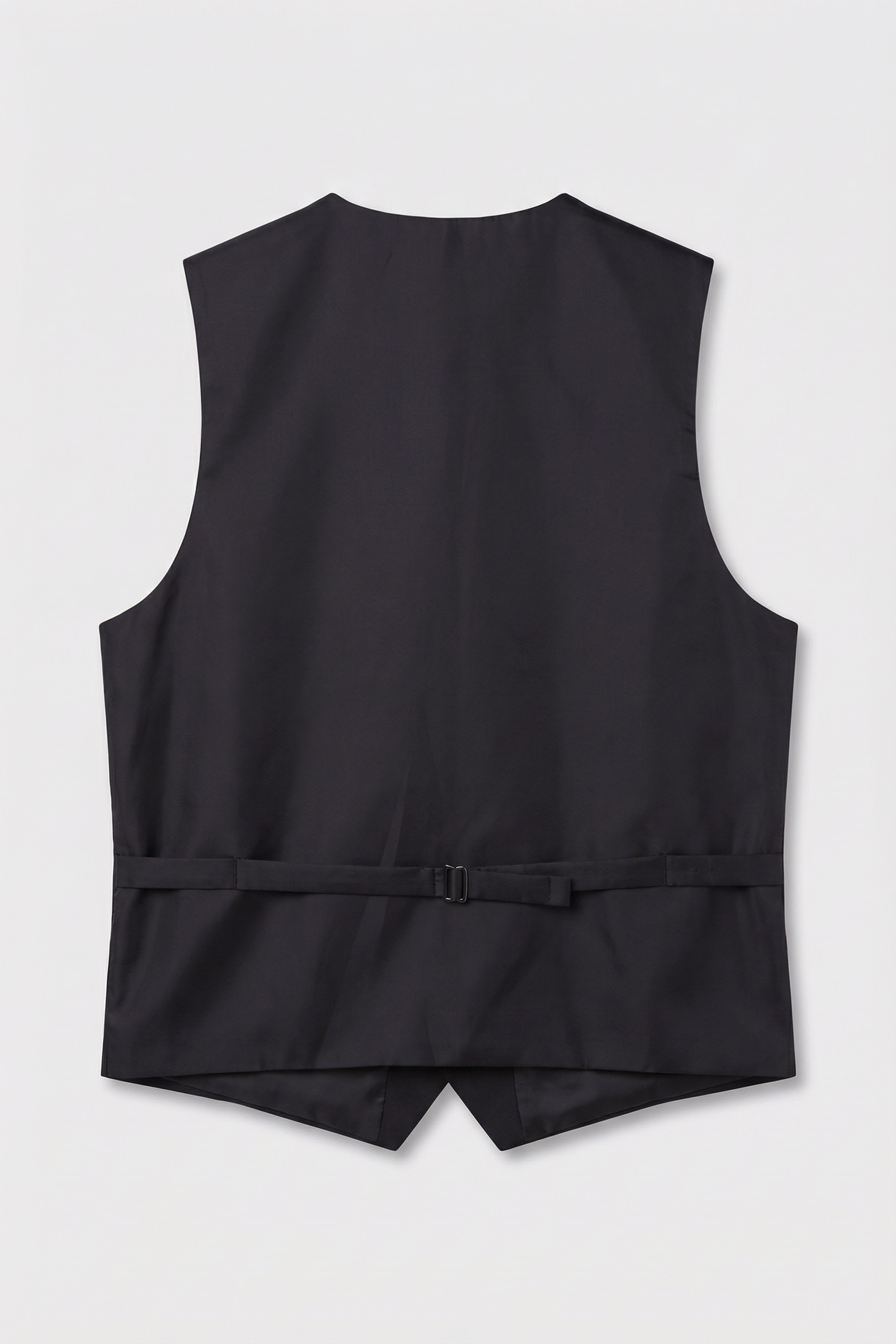 Men’s 3-Piece Satin Lapel Tuxedo Suit with Double Breasted Waistcoat - Black Waistcoat Back Picture