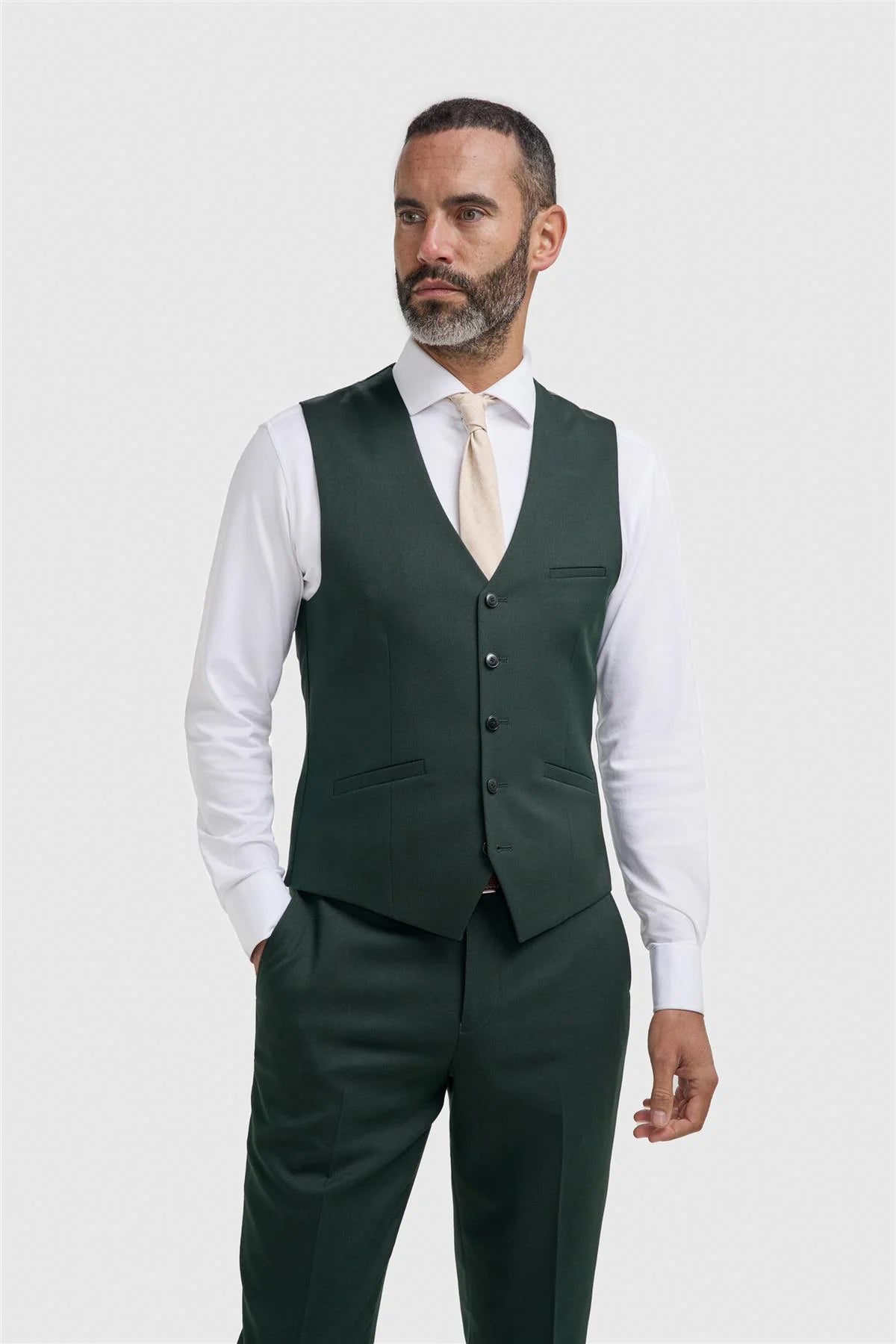 Traje formal ajustado de 3 piezas para hombre - Malibu - Verde bosque