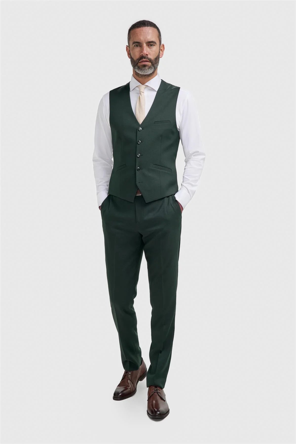 Traje formal ajustado de 3 piezas para hombre - Malibu - Verde bosque