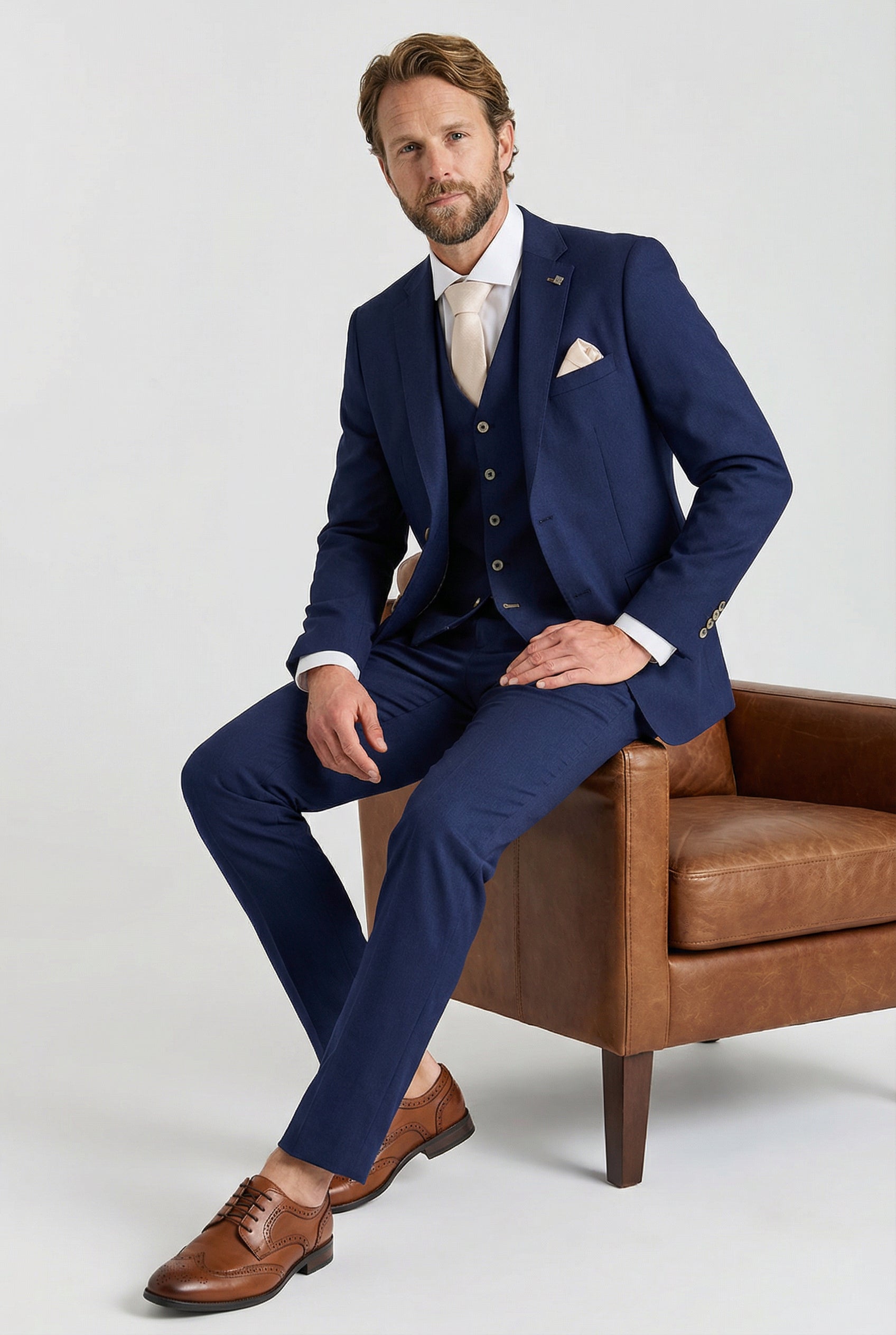 Men’s 3-Piece Tailored Fit Formal Suit - Belmont - Navy