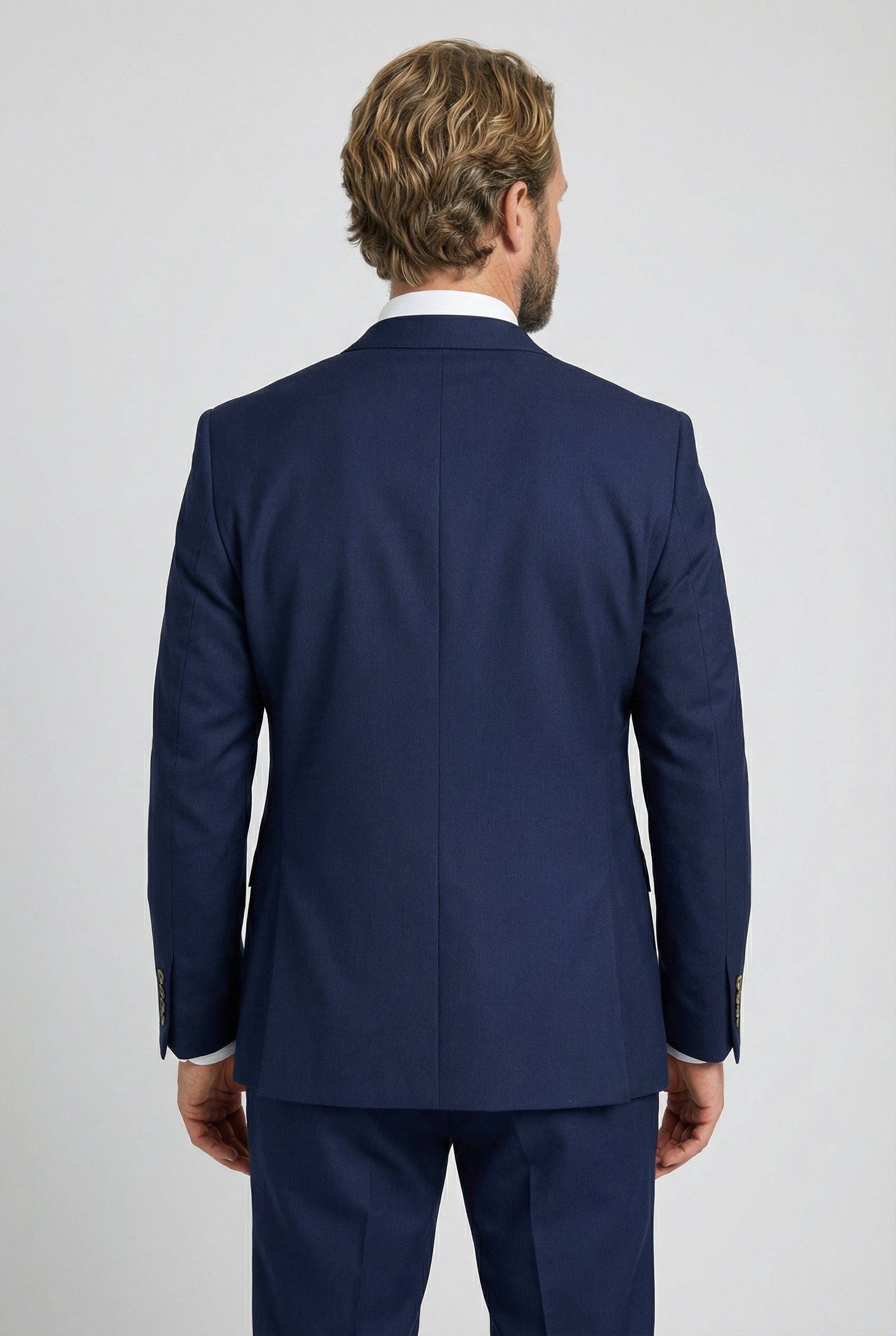 Men’s 3-Piece Tailored Fit Formal Suit - Belmont - Navy Back Picture