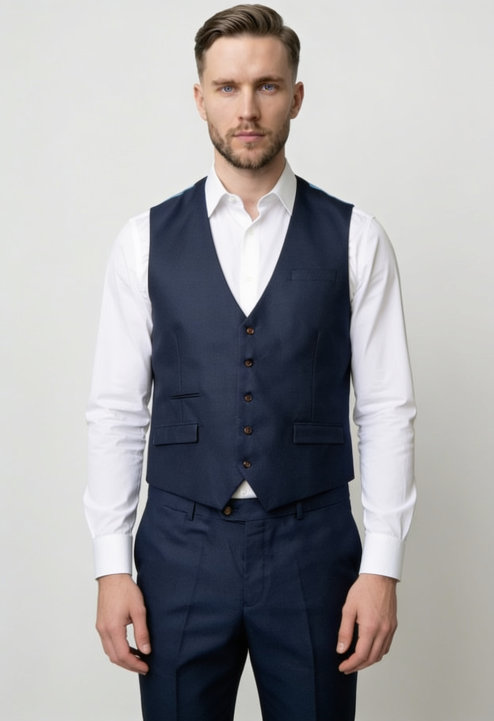 Costume formel texturé 3 pièces pour homme - Modèle SULLIVAN BLEU MARINE