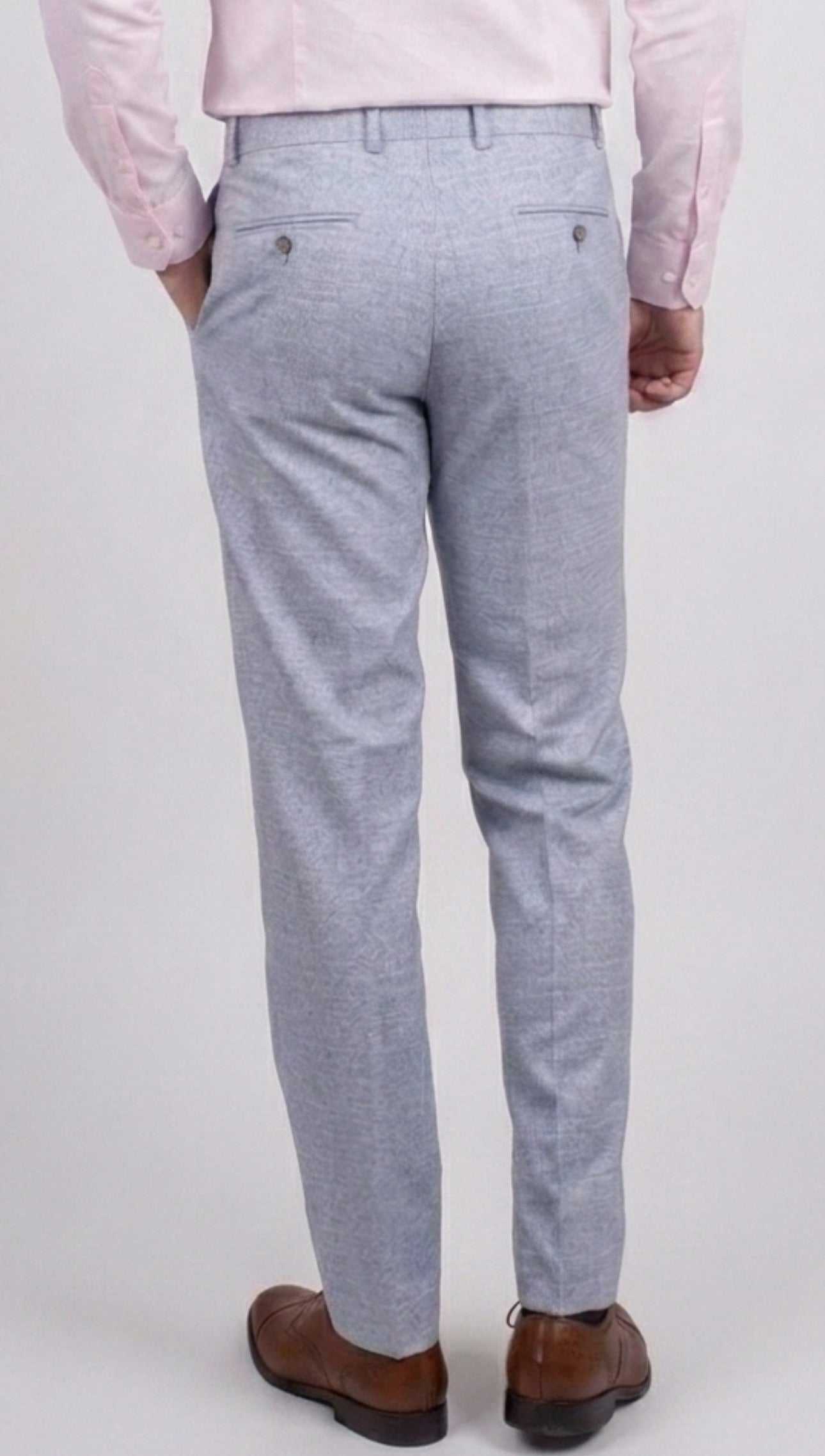 Traje de hombre de 3 piezas con patrón Glen Check tipo tweed - Luis - Azul pálido