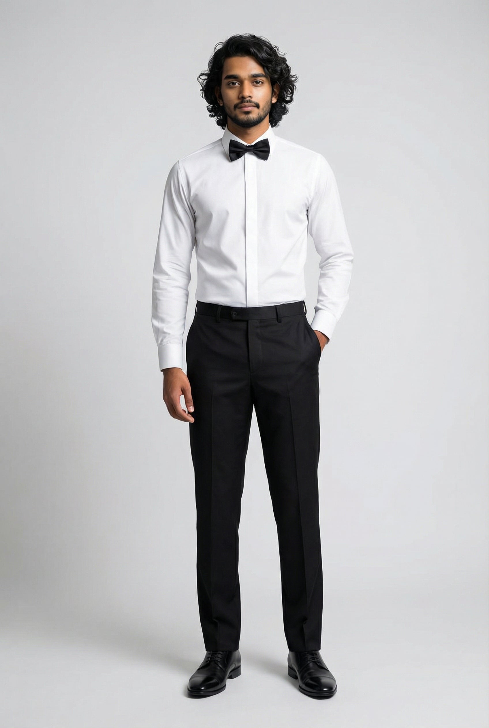 Men’s 4-Piece Cotton Blend Jacquard Tuxedo Suit with Double Breasted Waistcoat - Vincent Green Trousers Picture