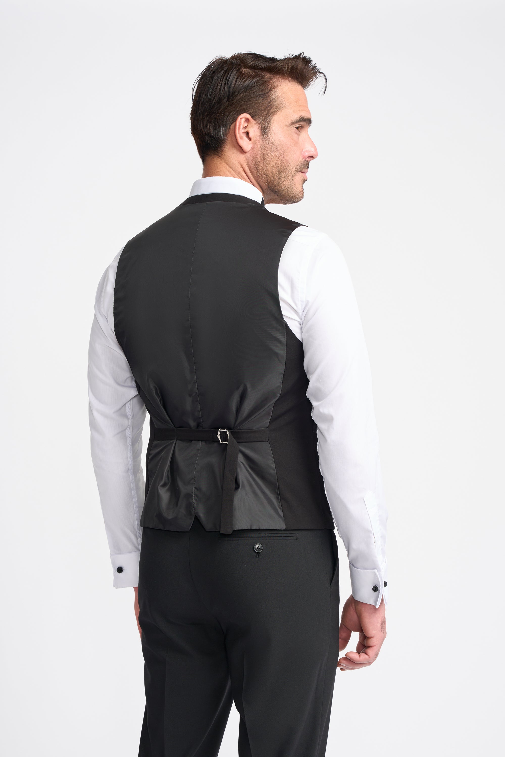 Men's Black Scoop Double-Breasted Waistcoat - MALIBU
