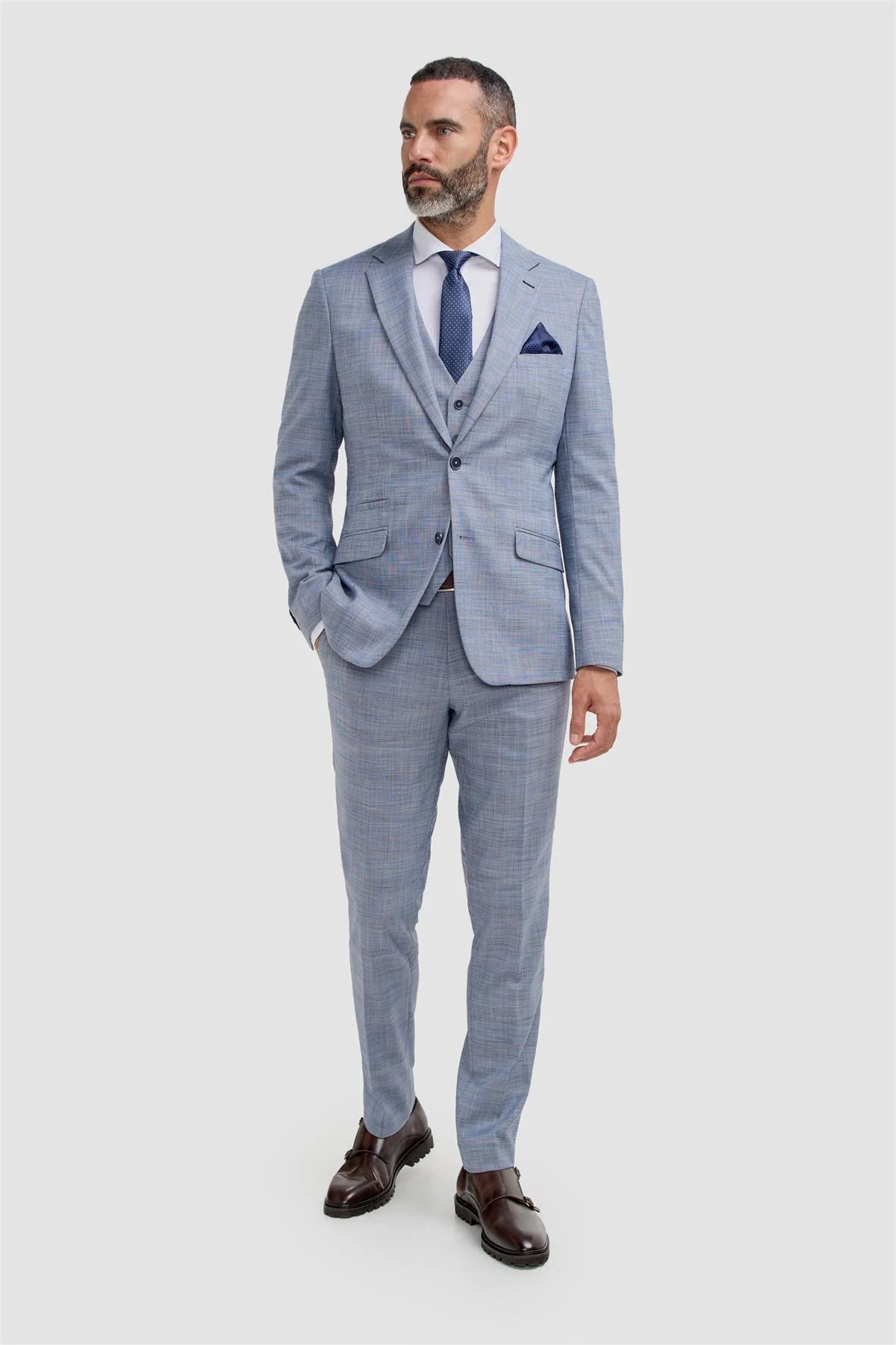 Herren Blau Strukturierter Anzugjacke - Camden - Blau