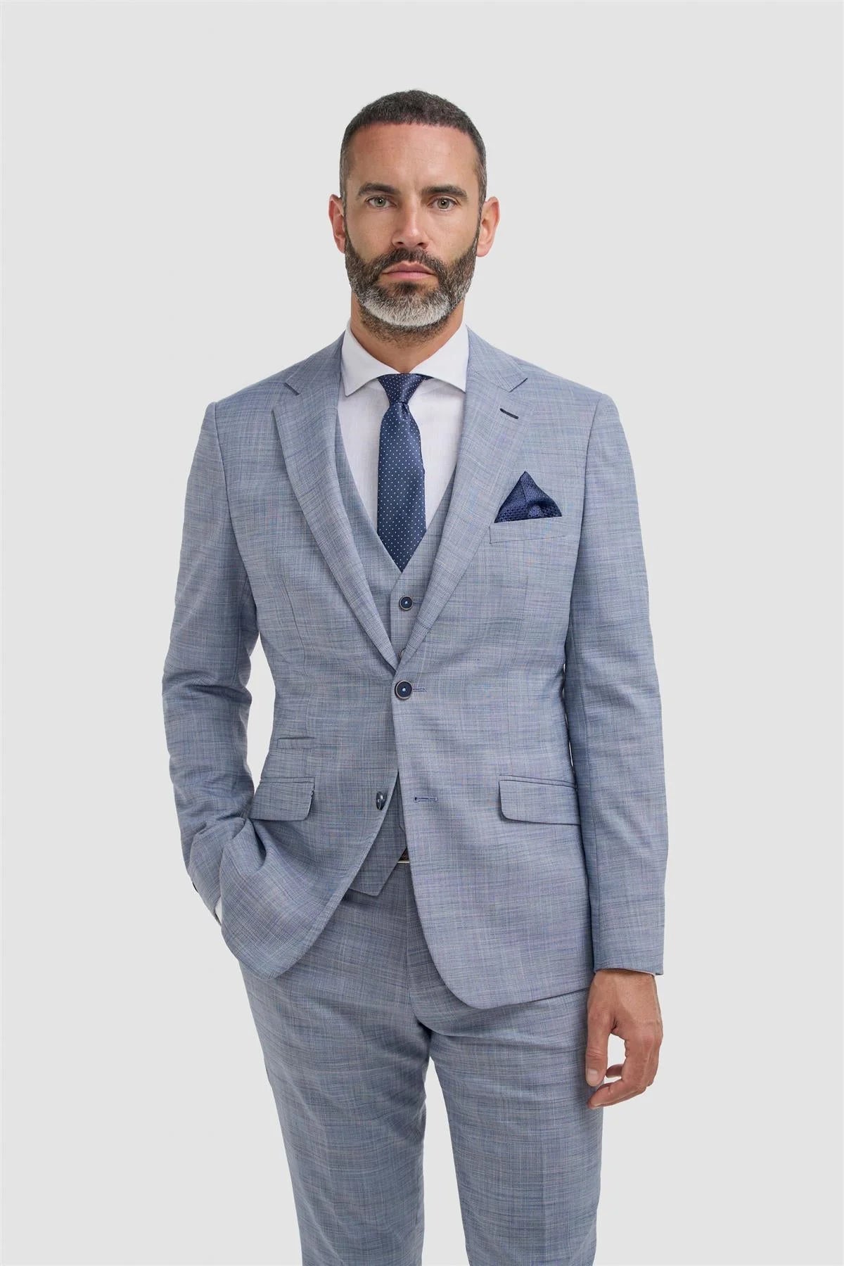 Herren Blau Strukturierter Anzugjacke - Camden - Blau