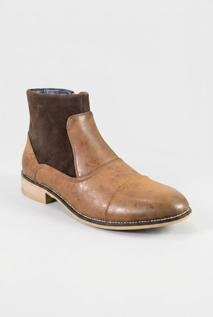 Bottes basses pour homme marron bicolores à bout cap-toe, élégantes et décontractées