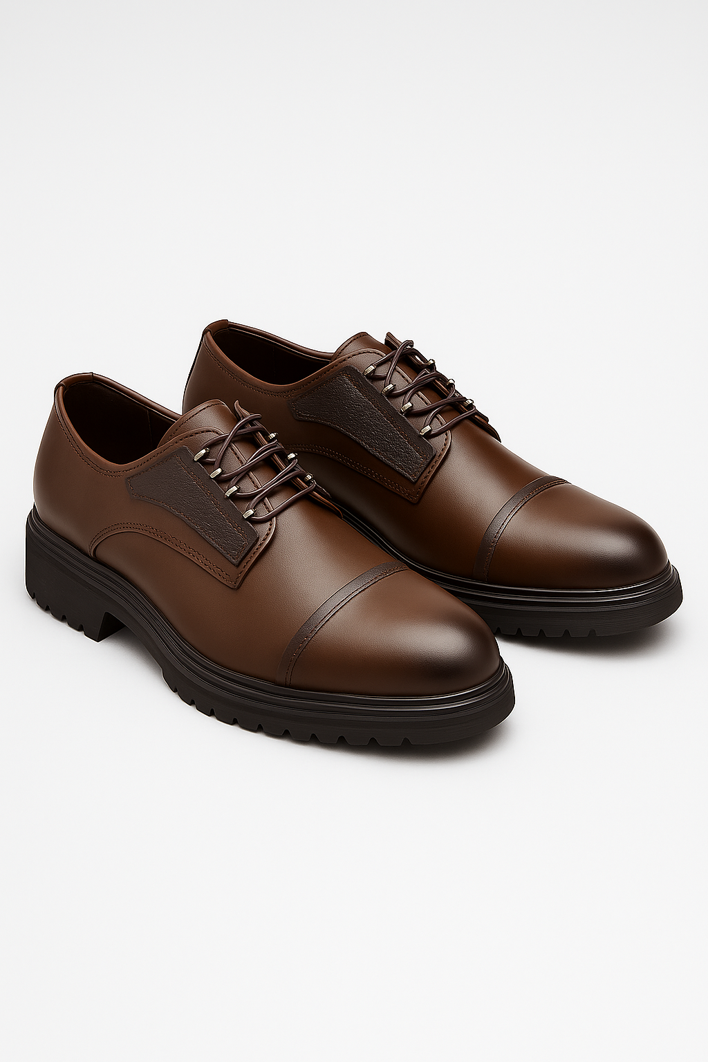 Men’s Cap-Toe Derby Shoes - Windsor - Chocolate Pair Side Picture