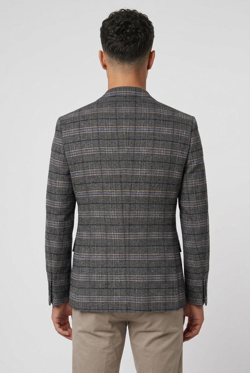 Blazer ajusté à carreaux Gris Charbon pour homme - SEBASTIAN