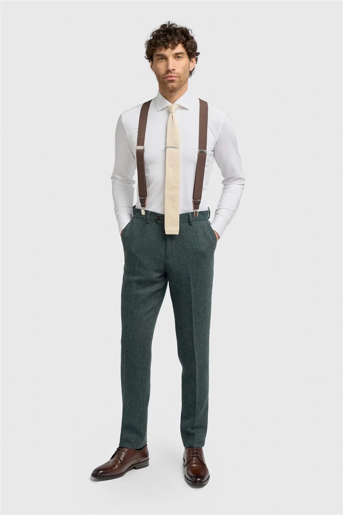Men’s Clip-On Braces with Adjustable Straps -Brown Front Picture