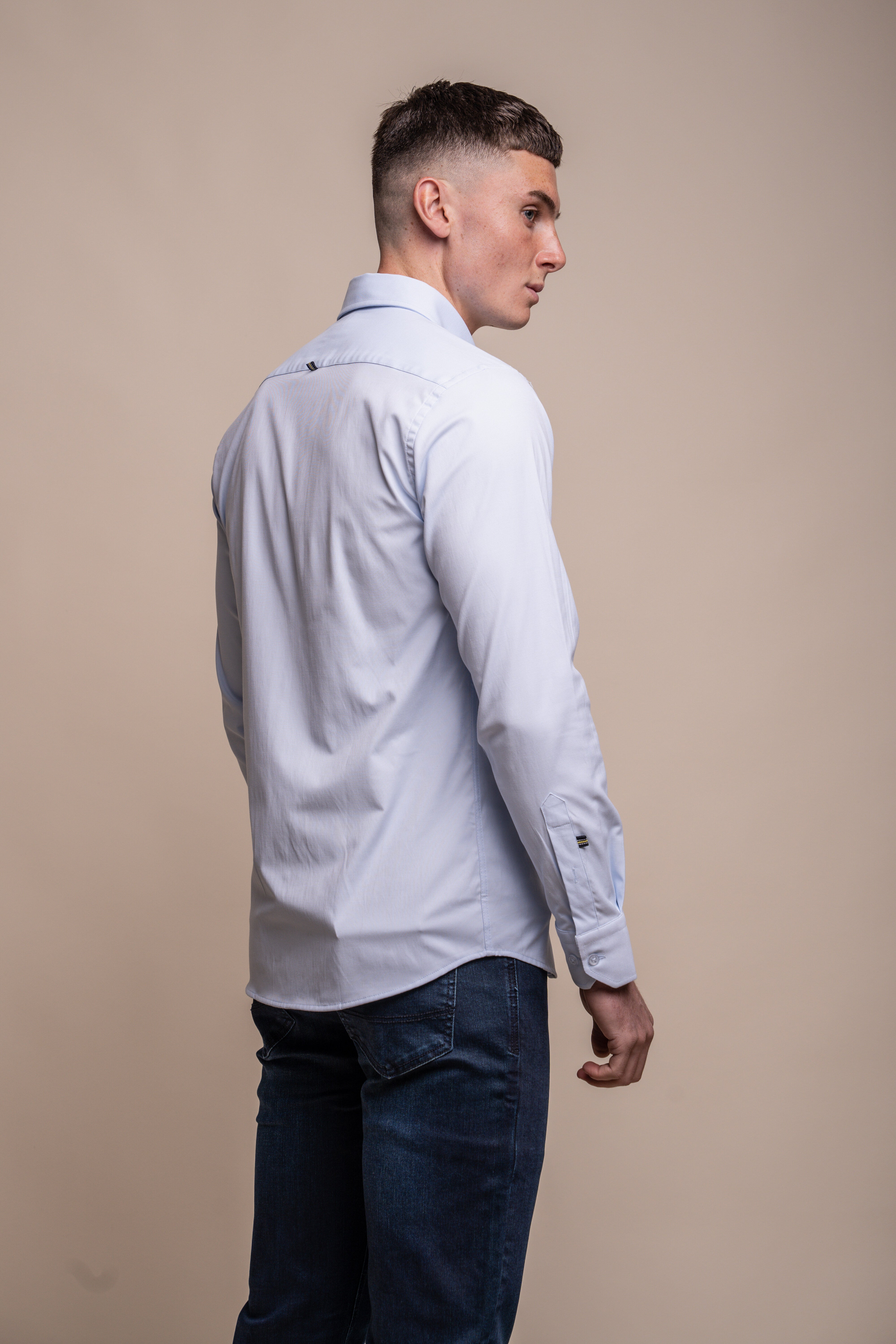 Men's Cotton Casual Shirt - Tessa - Sky Blue Back Picture