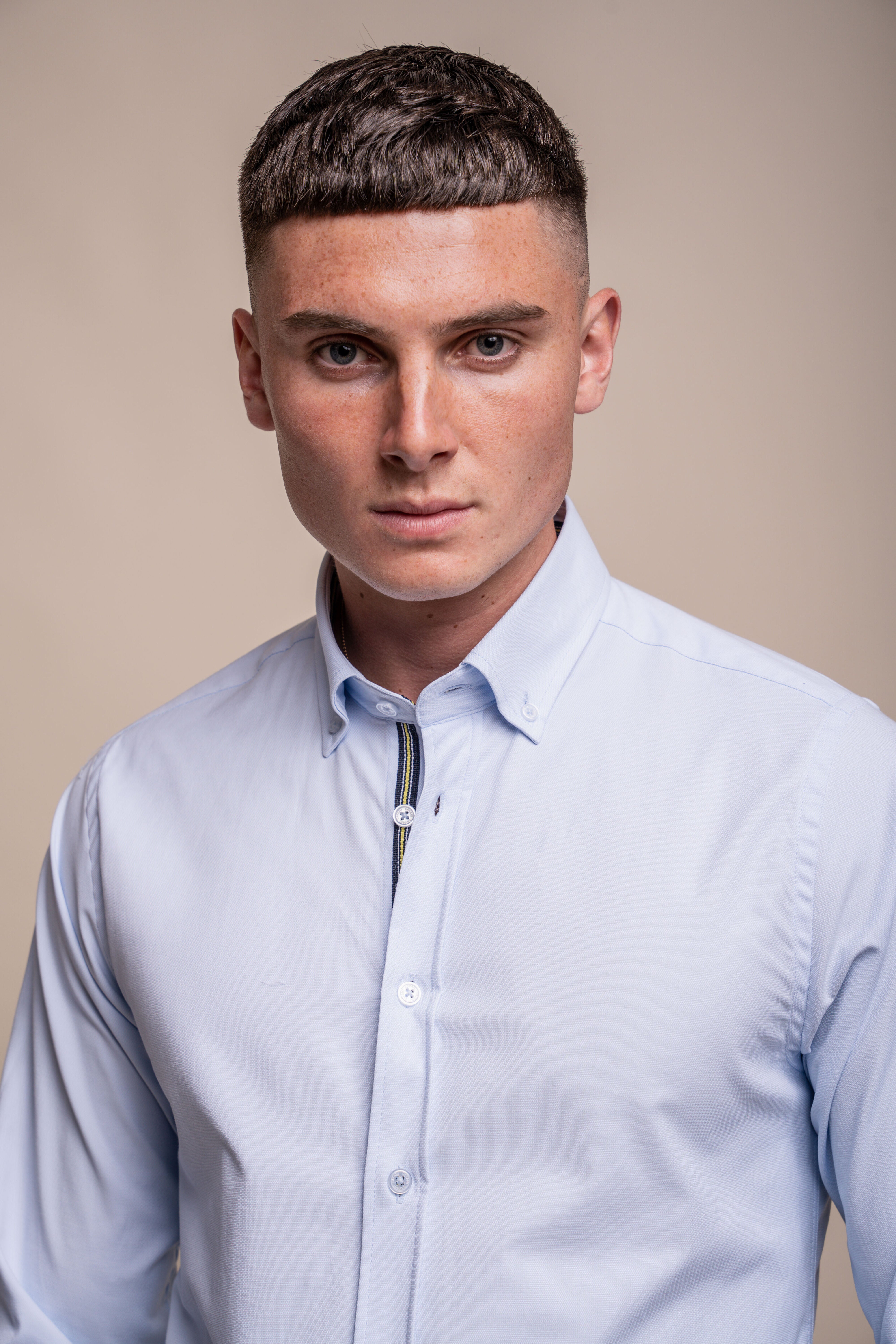 Men's Cotton Casual Shirt - Tessa - Sky Blue Front Picture