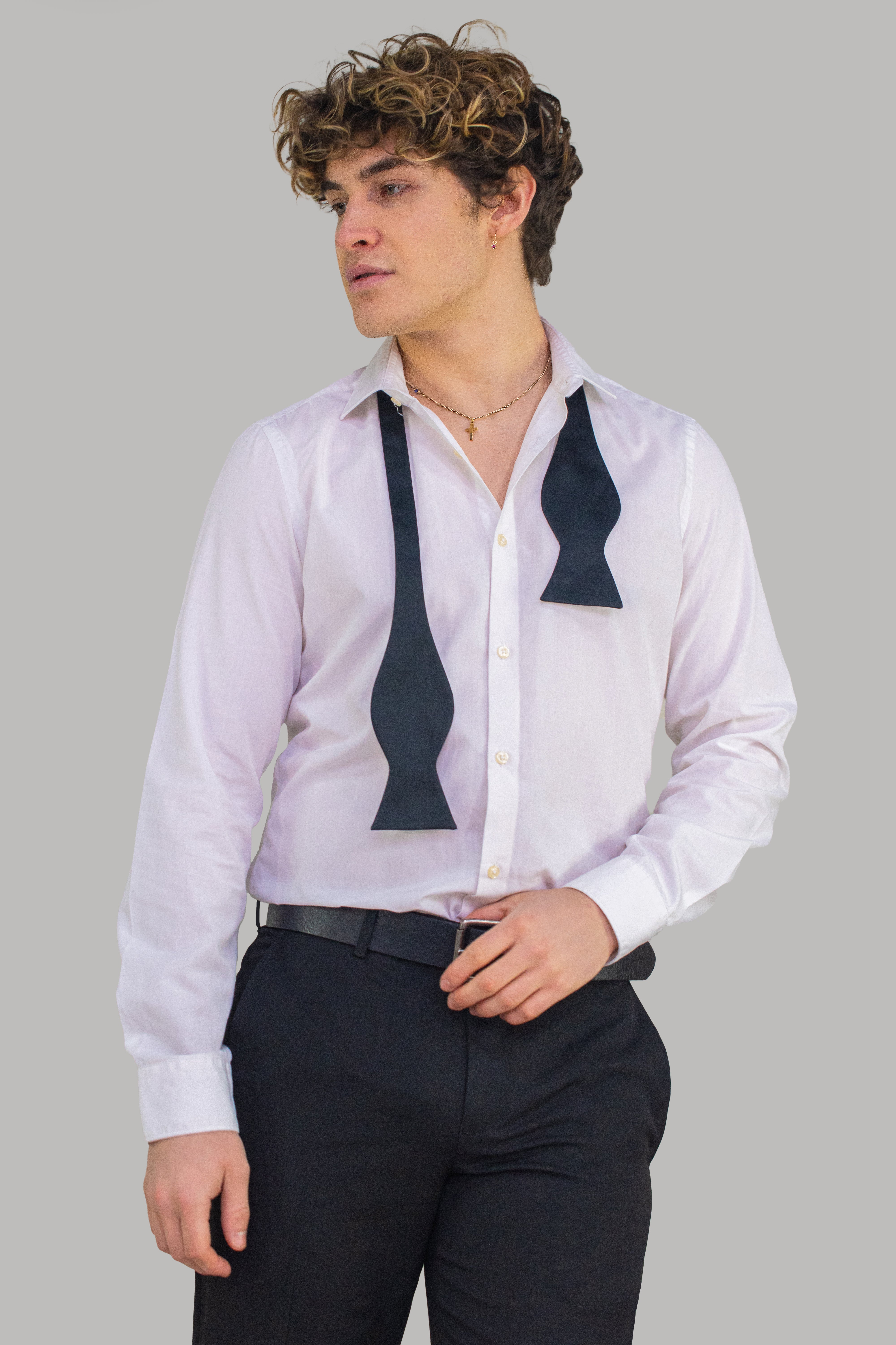 Herren Baumwolle Klassisches Kragen Slim Fit Hemd - Schwarz