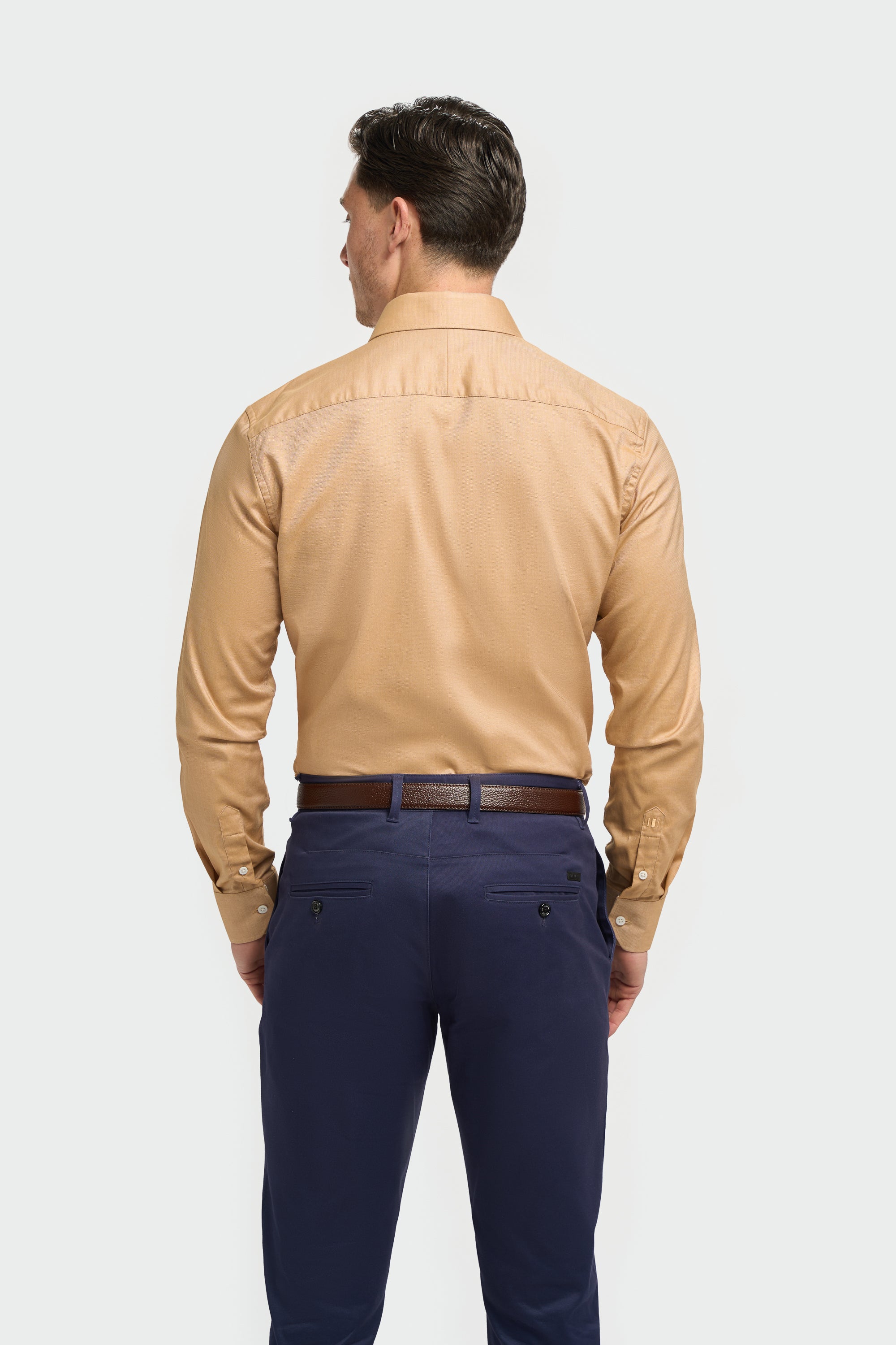 Men’s Cotton Long Sleeve Formal Shirt - Barnaby - Gold Back Picture