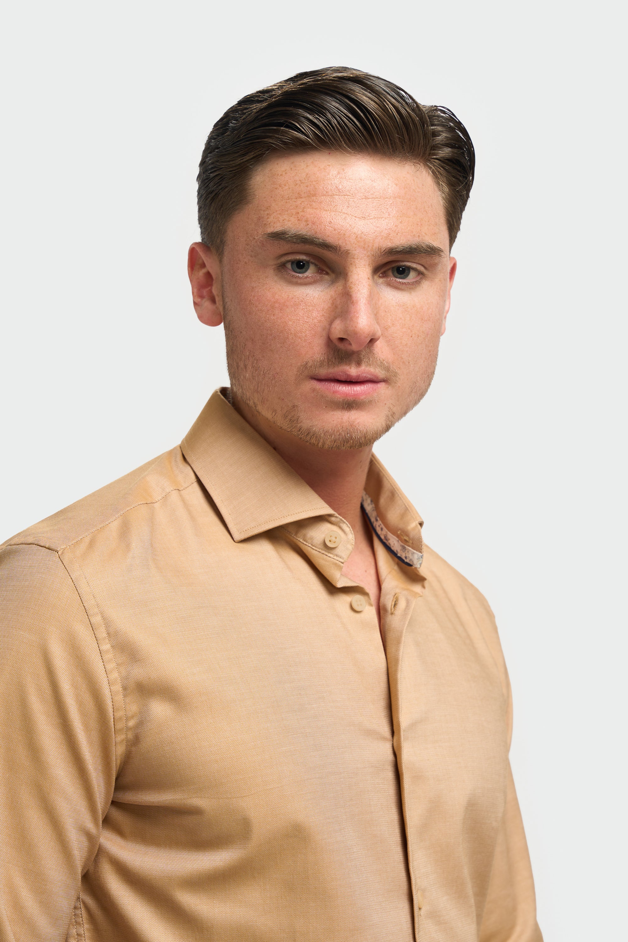 Men’s Cotton Long Sleeve Formal Shirt - Barnaby - Gold Detail Picture