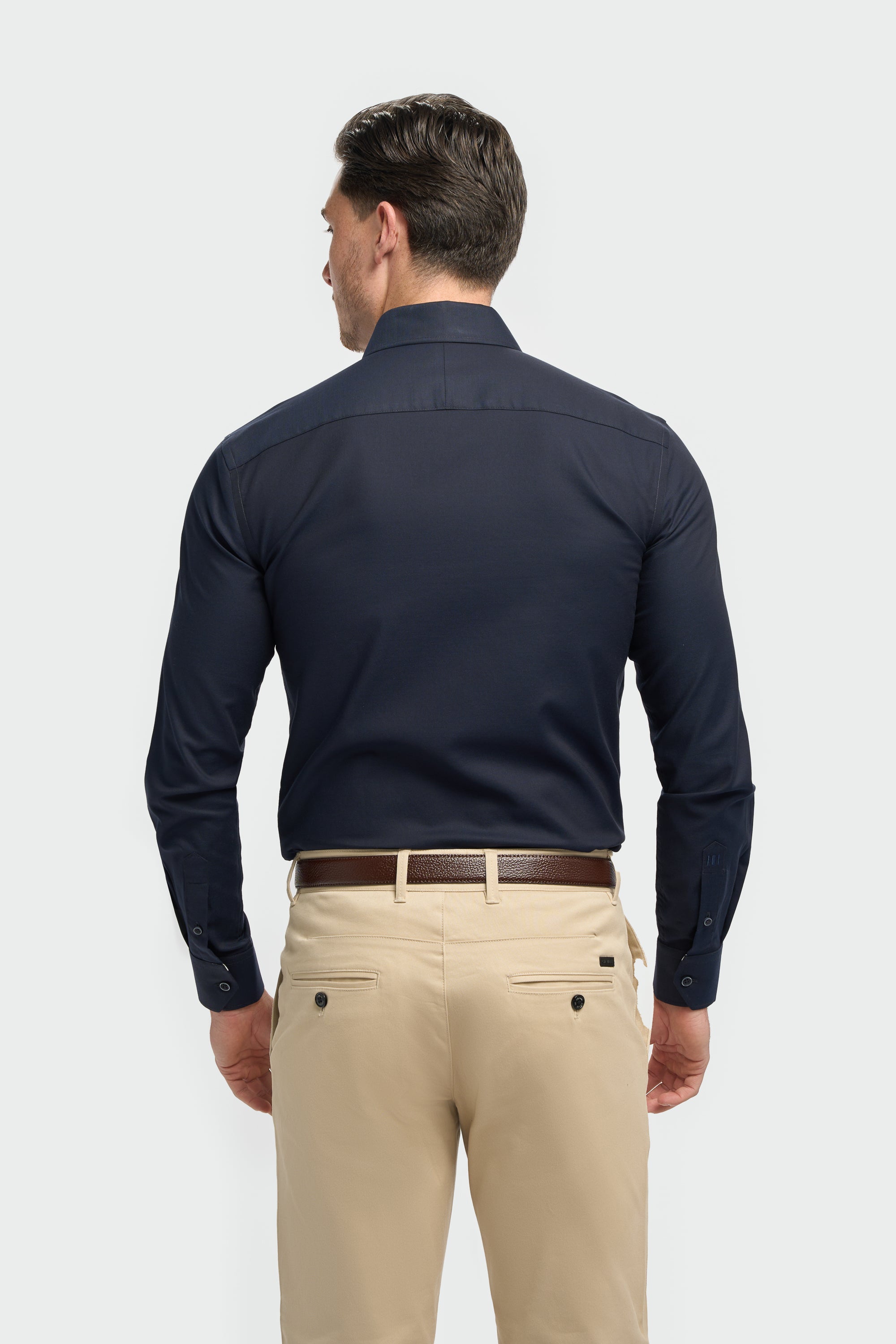 Men’s Cotton Long Sleeve Formal Shirt - Barnaby - Navy Back Picture