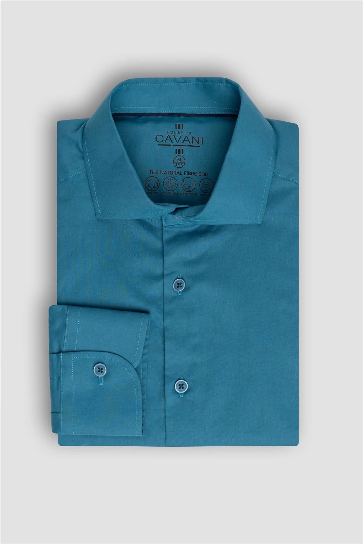Camicia formale da uomo in cotone a manica lunga - Flamino Aqua