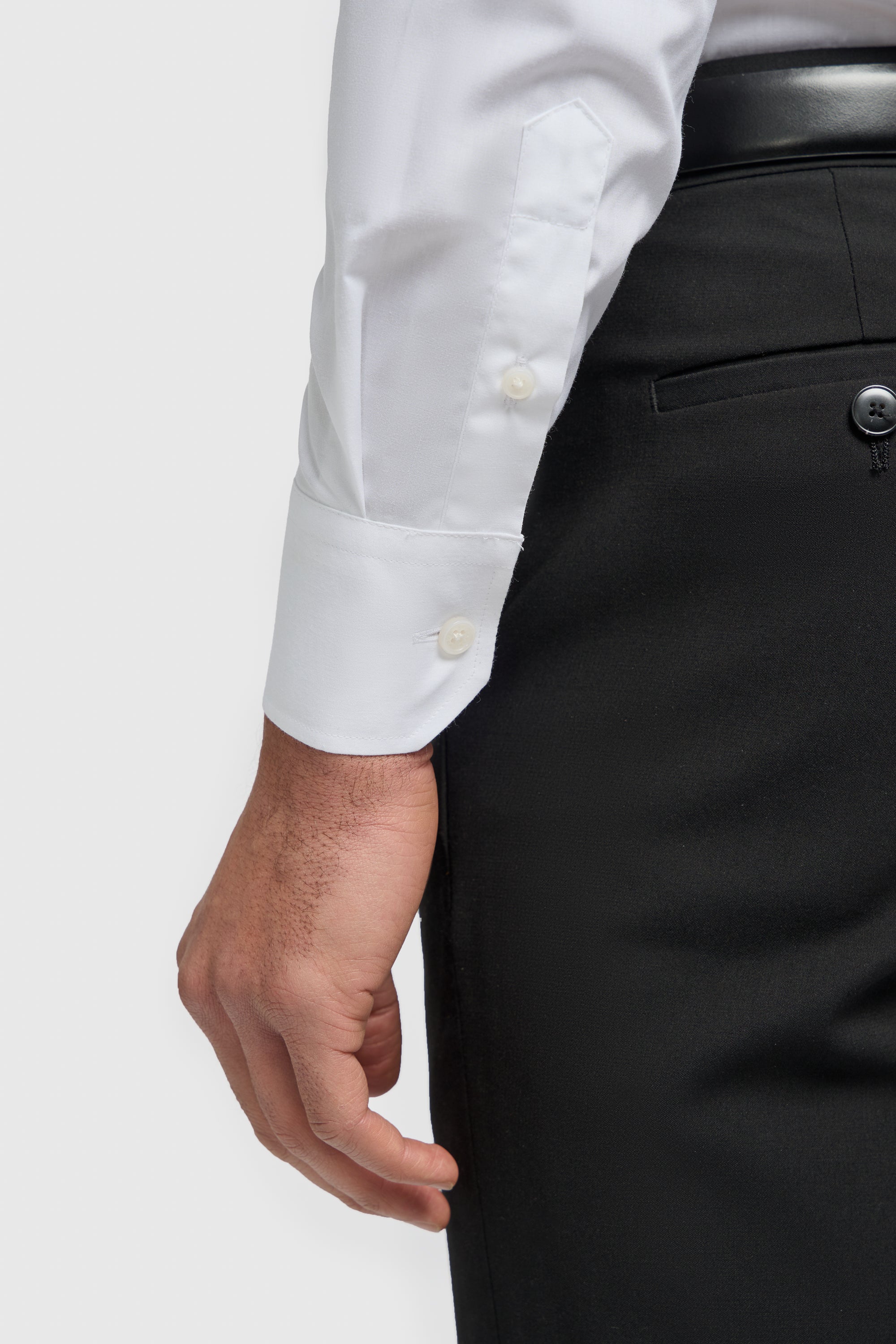 Men's Cotton Long Sleeve Tailored Fit Shirt - MIATTI - White Detail Picture