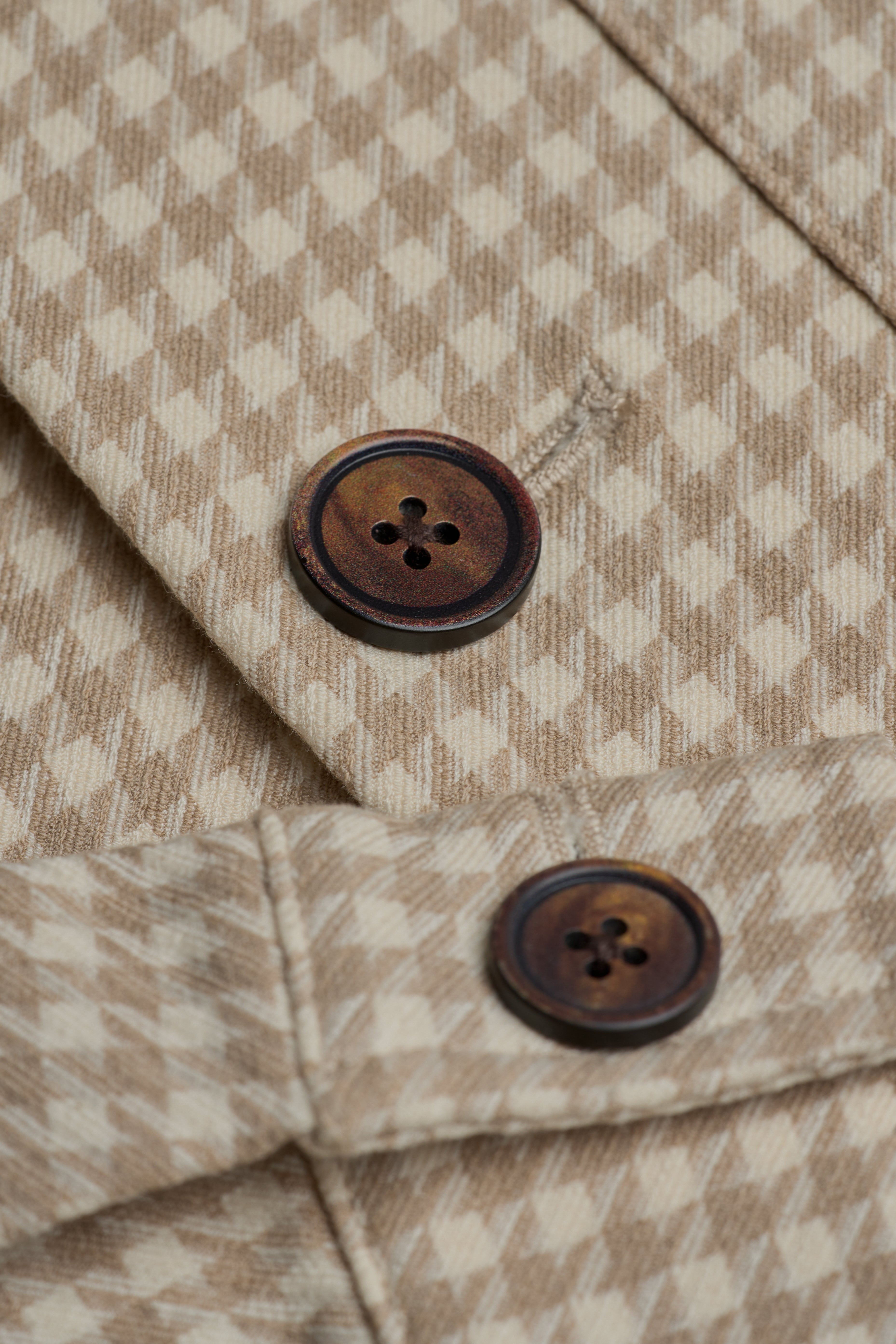 Men’s Cotton Relaxed Fit Houndstooth Overshirt - Marata Buttons Picture