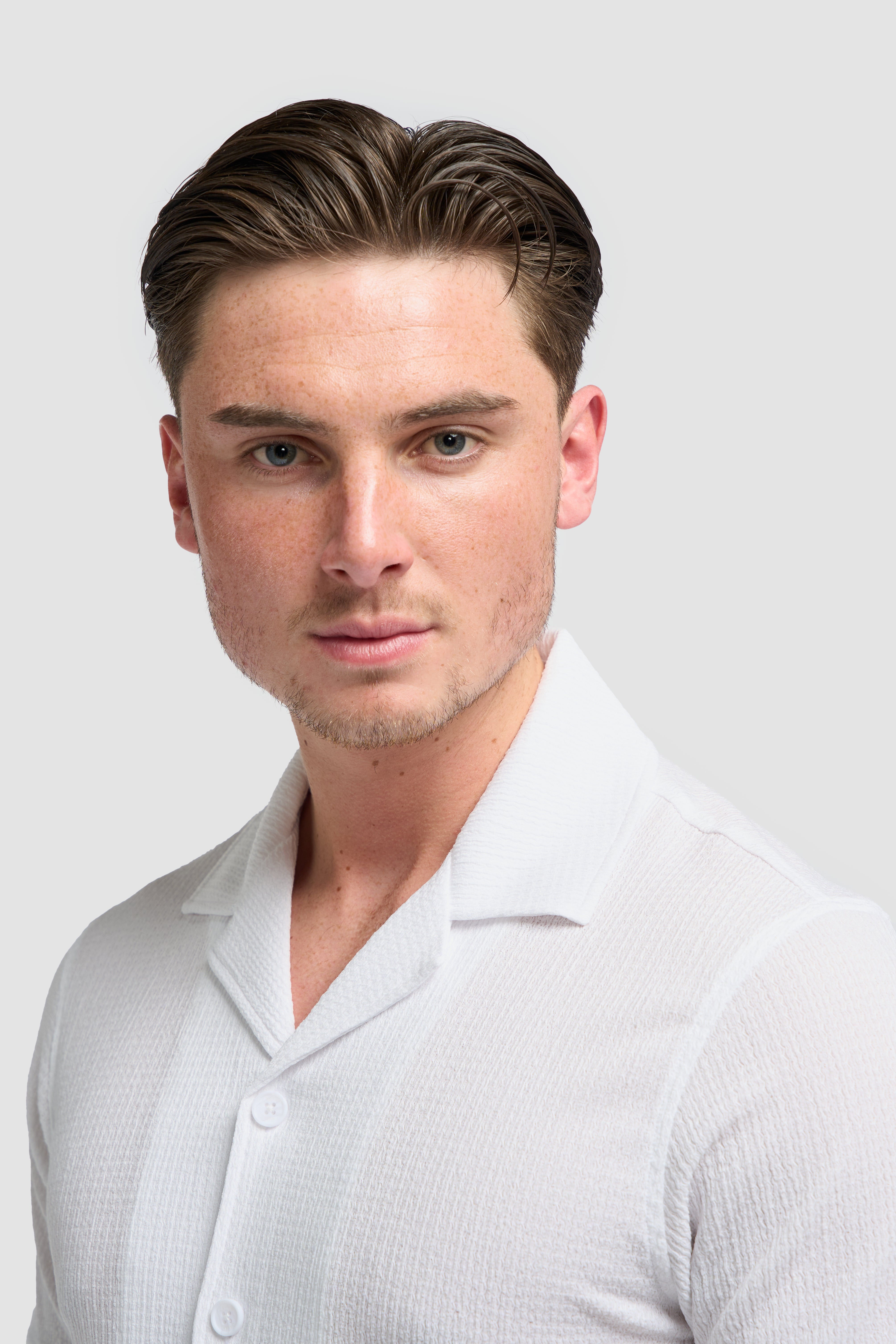 Men’s Cotton Short Sleeve Knit Shirt - Silva - White Detail Picture