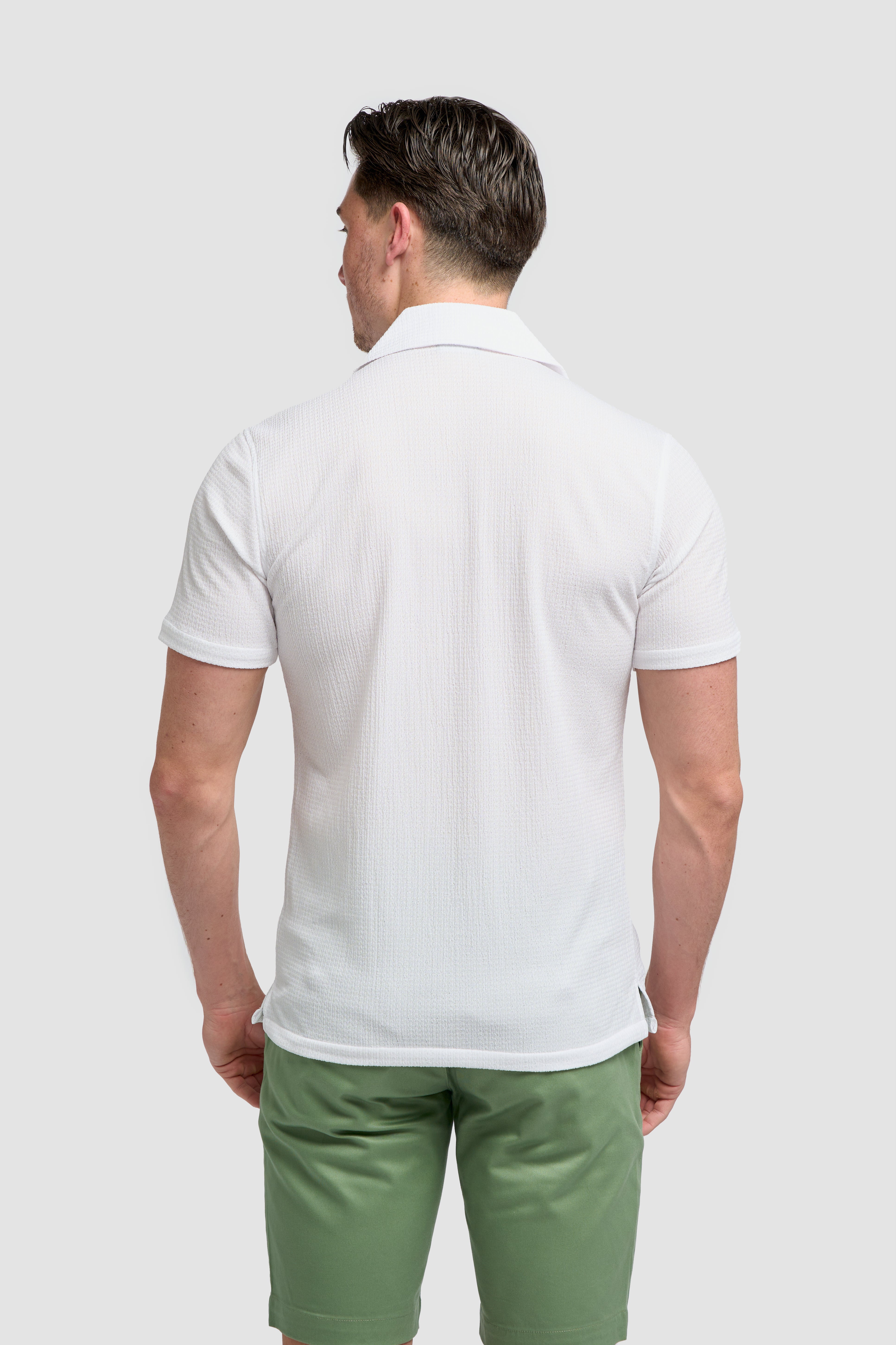 Men’s Cotton Short Sleeve Knit Shirt - Silva - White Back Picture