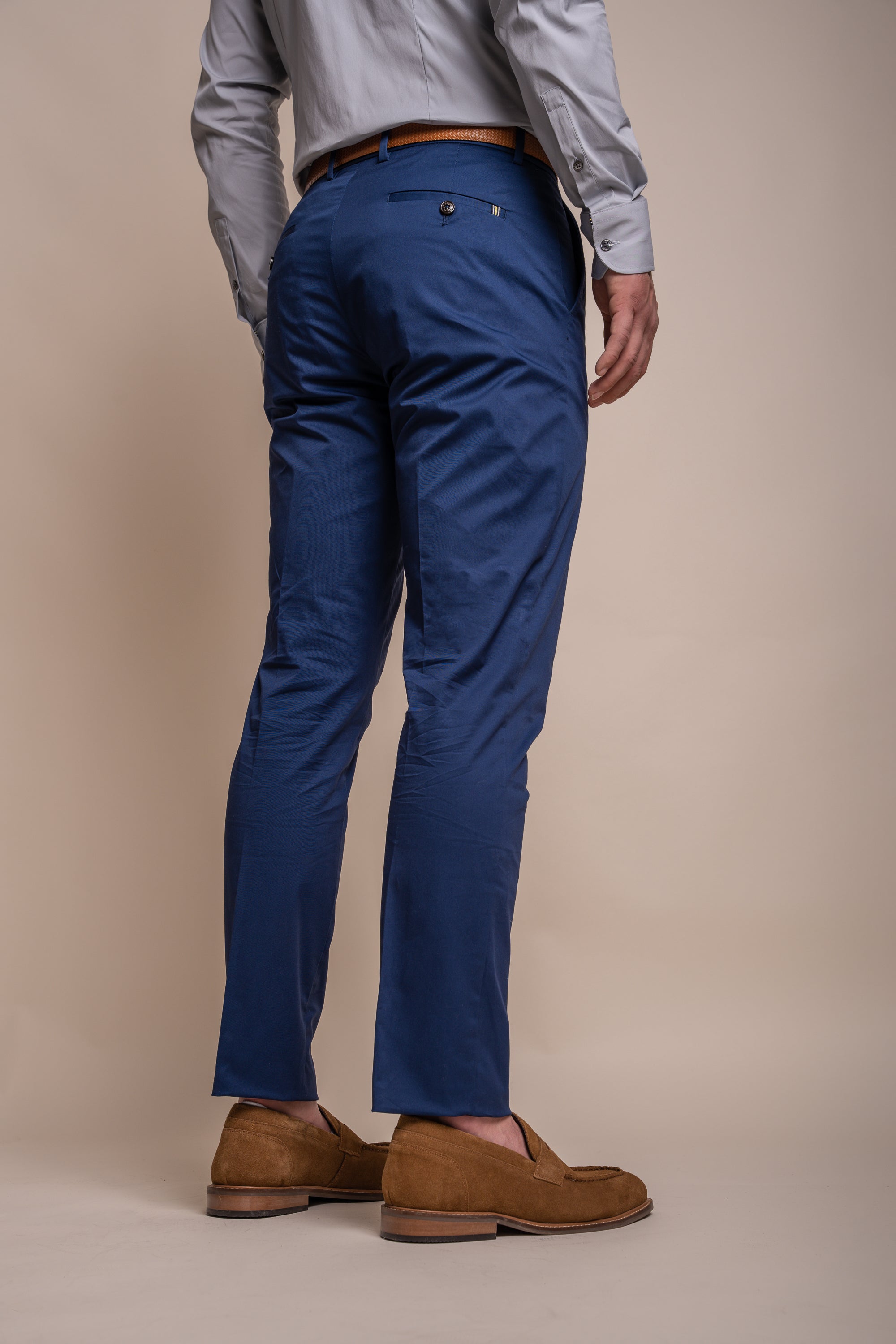 Pantalon formel en coton ajusté pour hommes - MARIO - Bleu Électrique