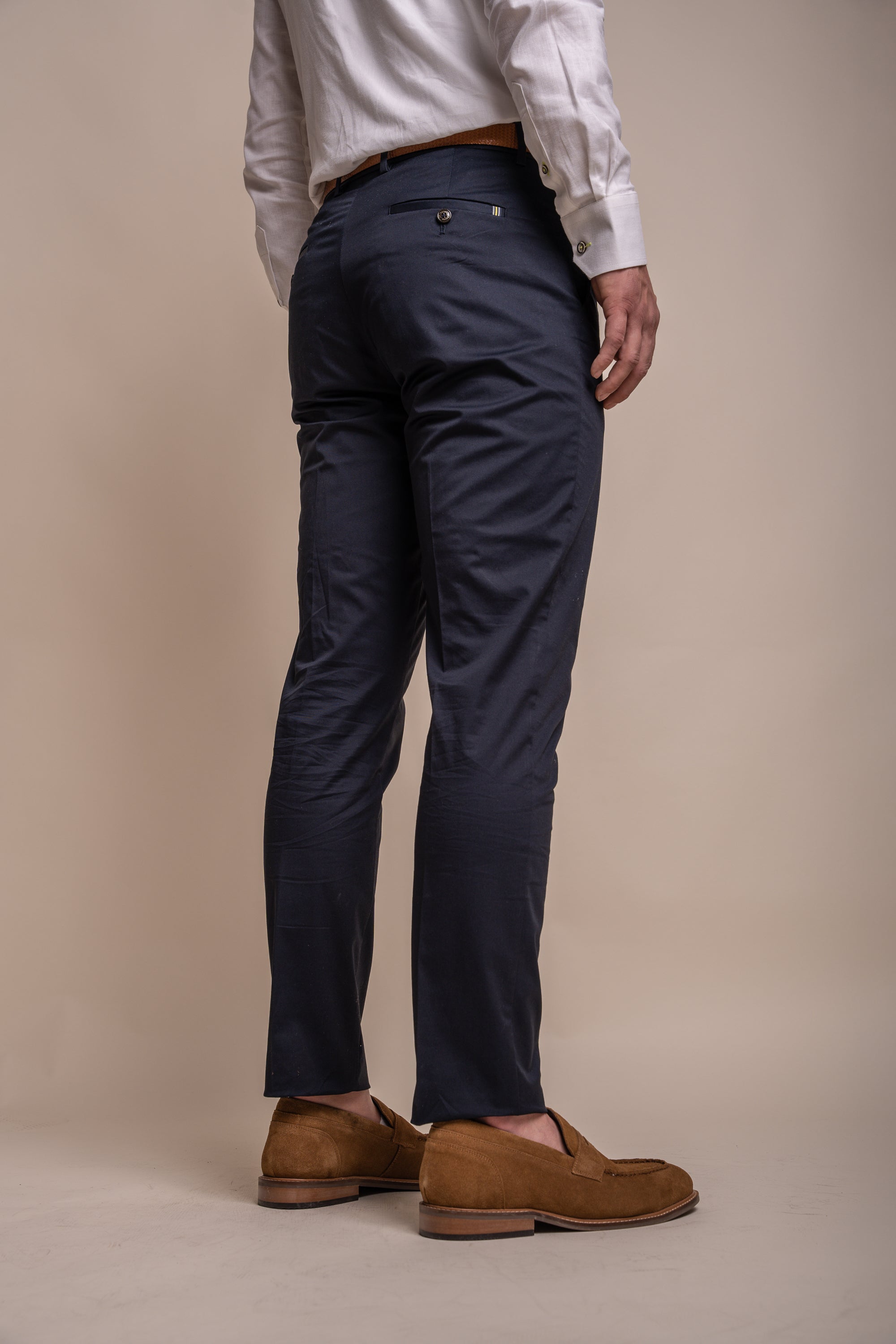 Pantalon formel en coton ajusté pour hommes - MARIO - Bleu Marine