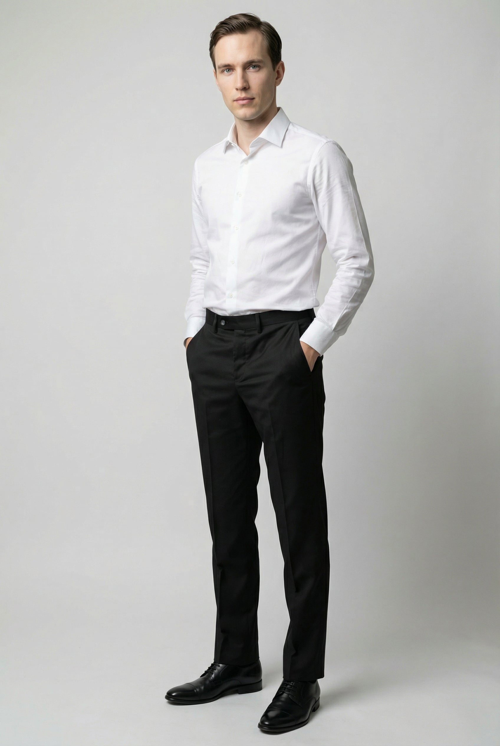 Men’s Double Breasted Formal Suit Trousers - CARSON BLACK Model Picture