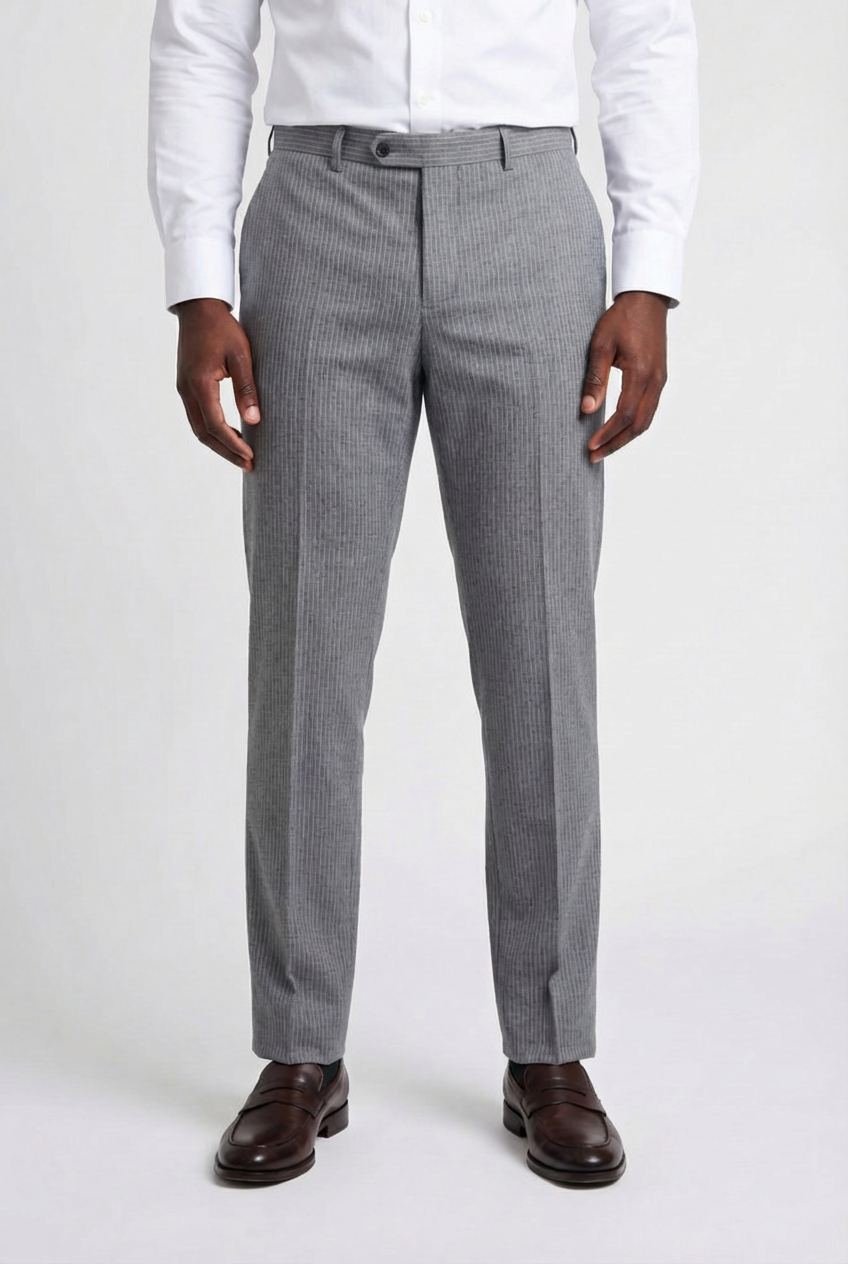Men's Double Breasted Pinstripe Suit - JAYCE Grey